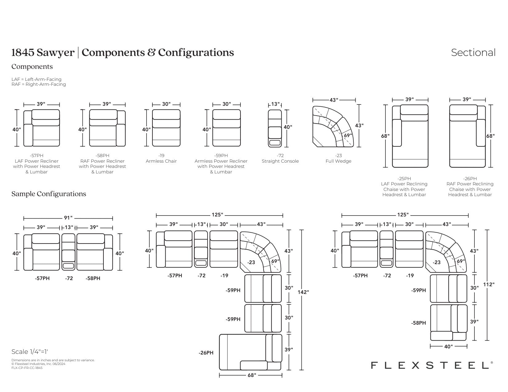 Sawyer Leather Power Reclining Sectional with Power Headrests & Lumbar