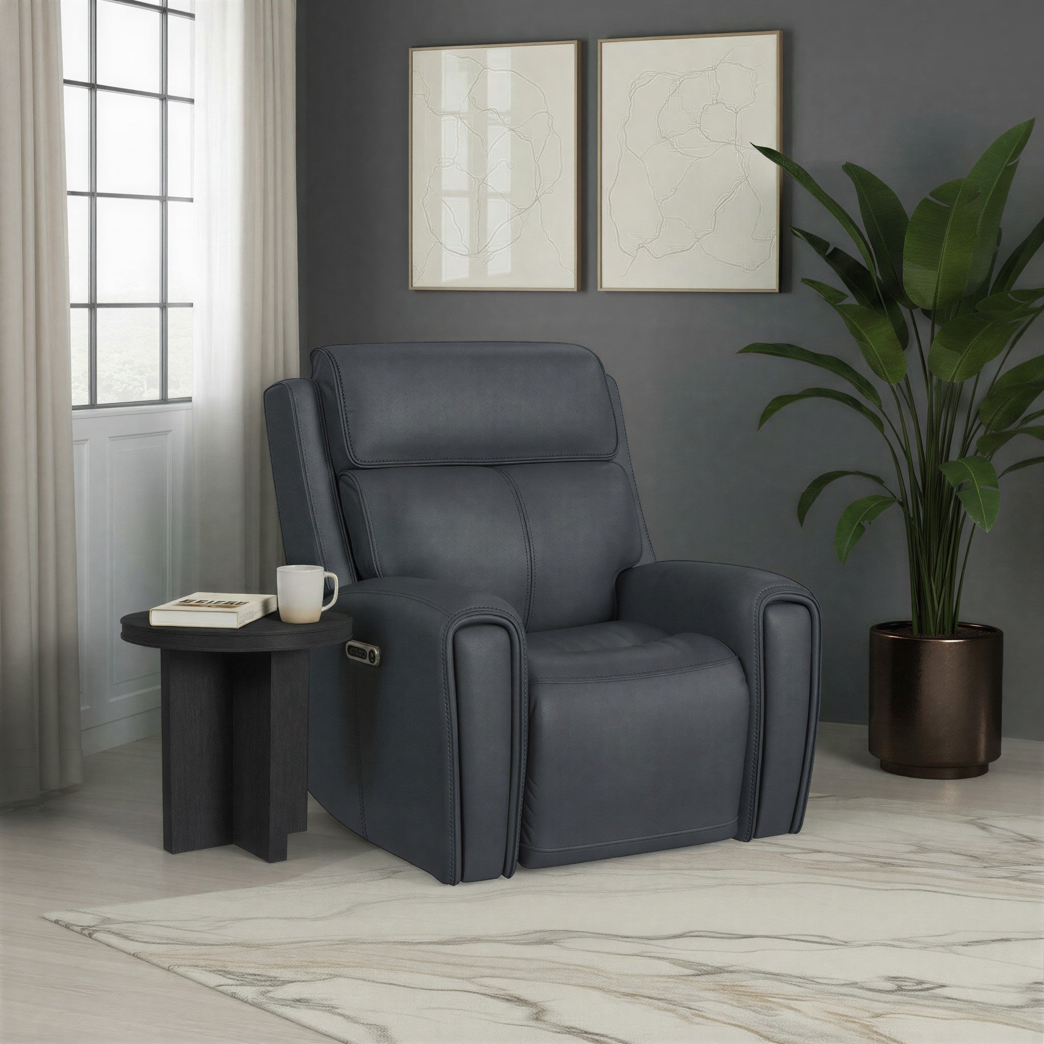 Warren Leather Power Recliner with Power Headrest & Lumbar
