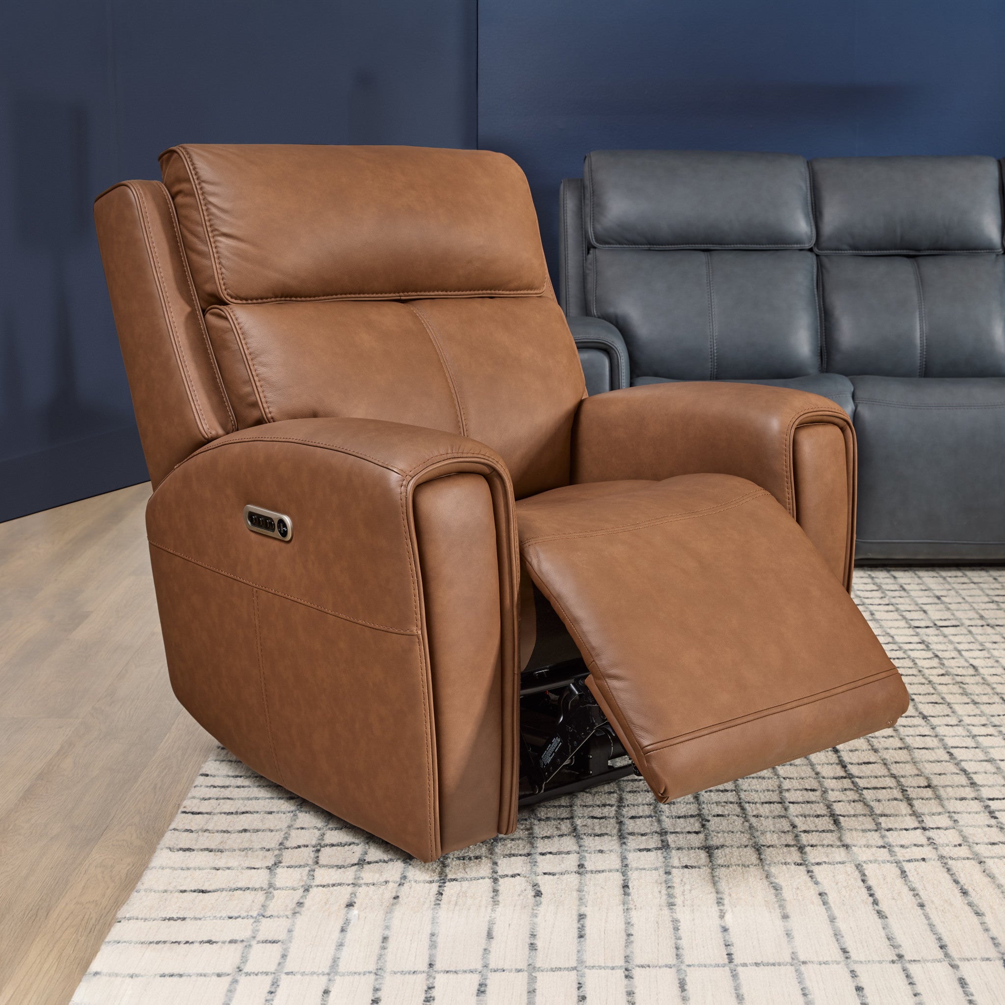 Warren Leather Power Recliner with Power Headrest & Lumbar