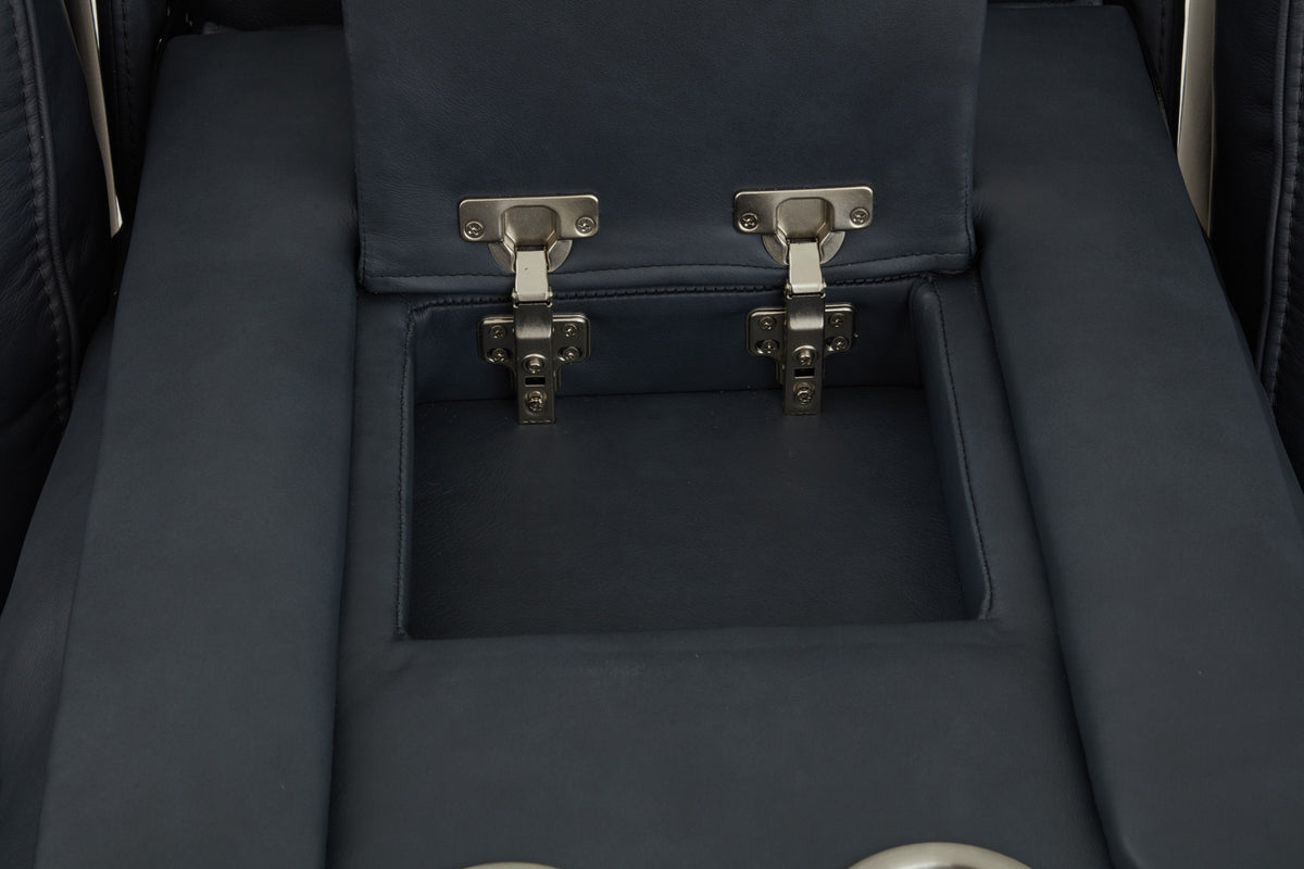 Warren Leather Power Reclining Sofa with Console, Power Headrest & Lumbar