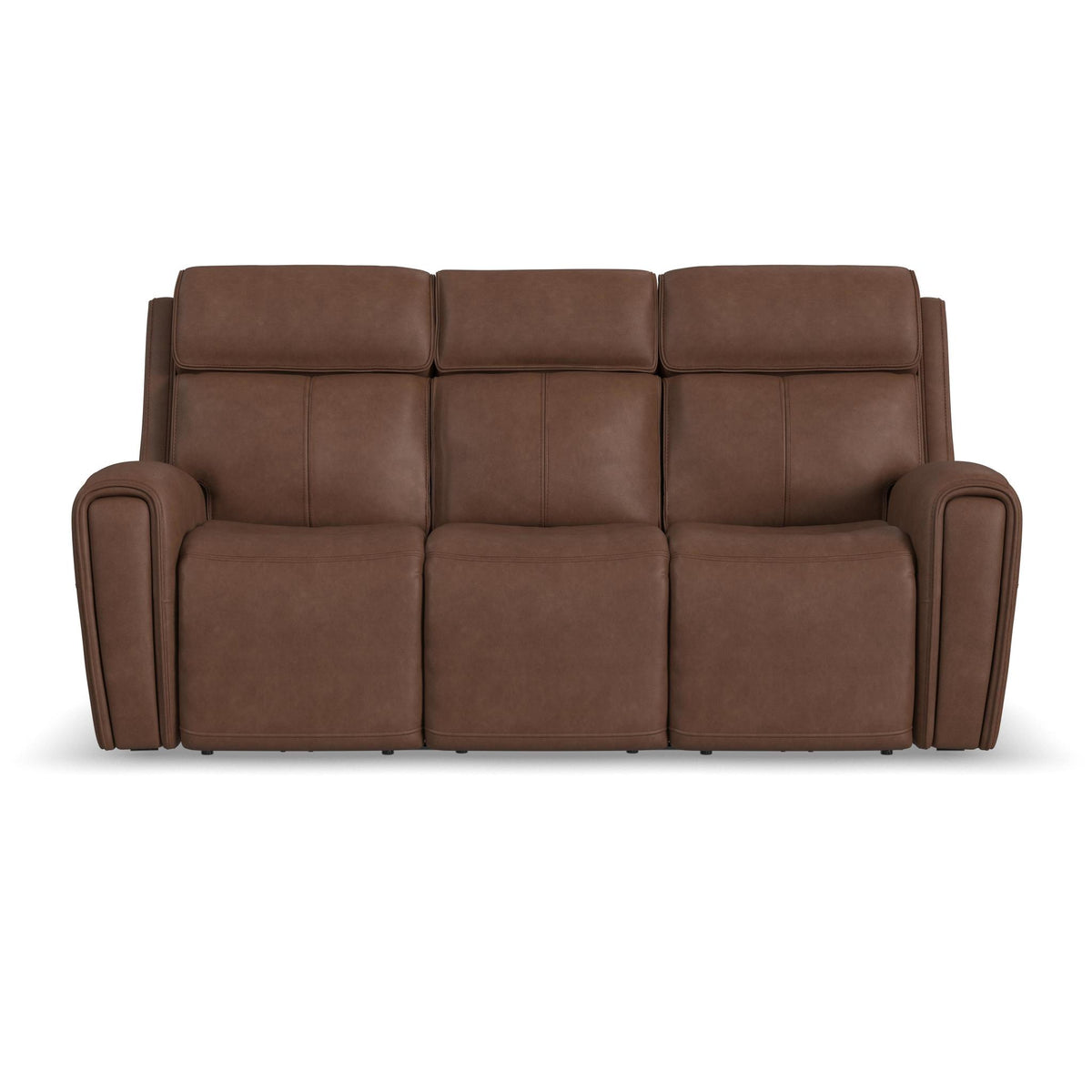 Warren Leather Power Reclining Sofa with Console, Power Headrest & Lumbar