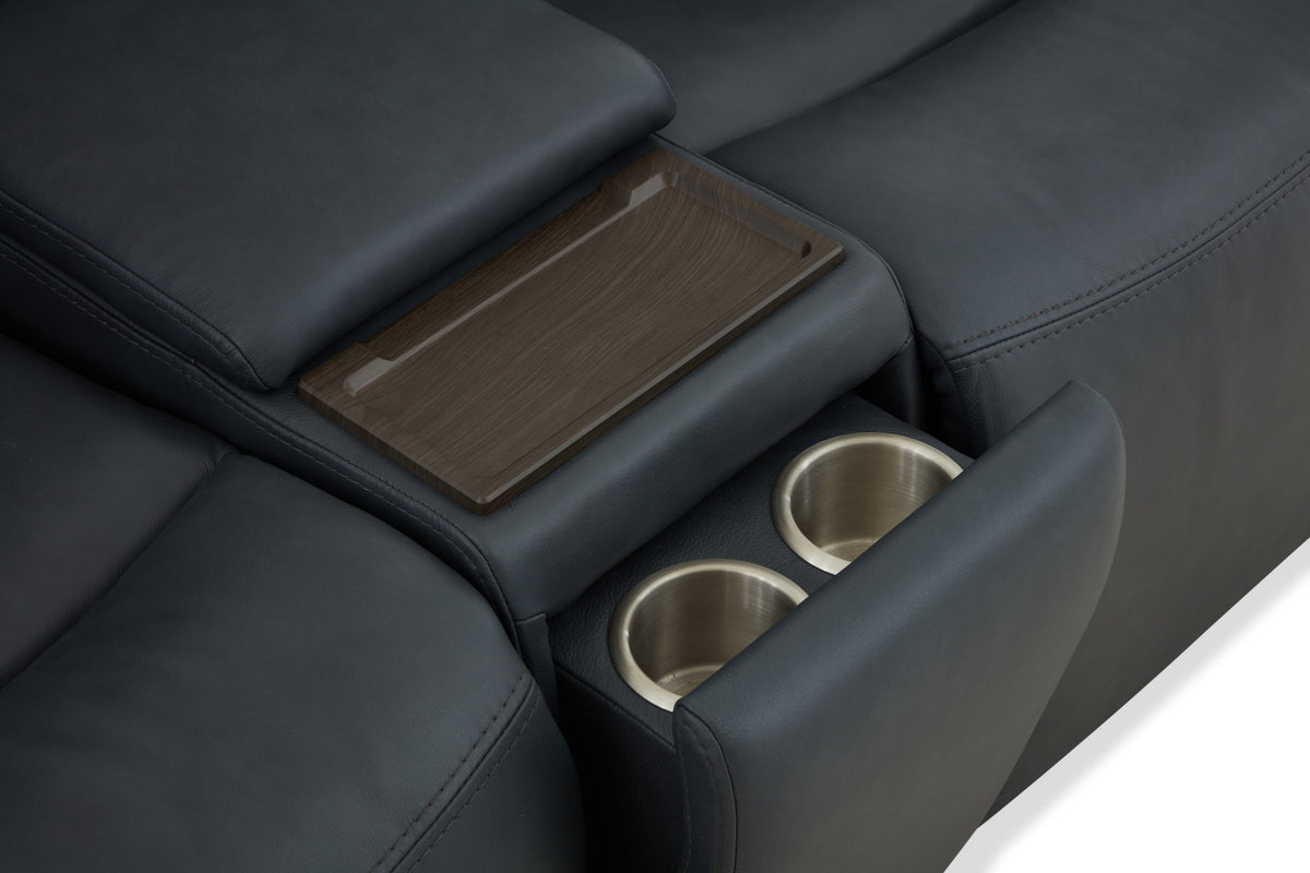 Warren Leather Power Reclining Loveseat with Console, Power Headrest & Lumbar