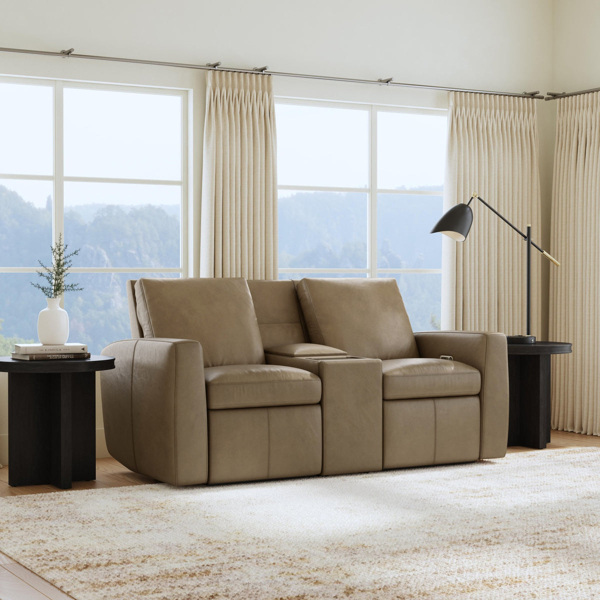 Aria Leather Power Reclining Loveseat with Console