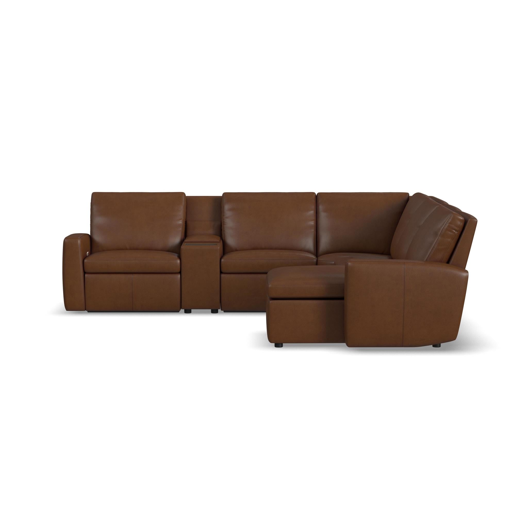Aria Fawn Leather Power Reclining Sectional
