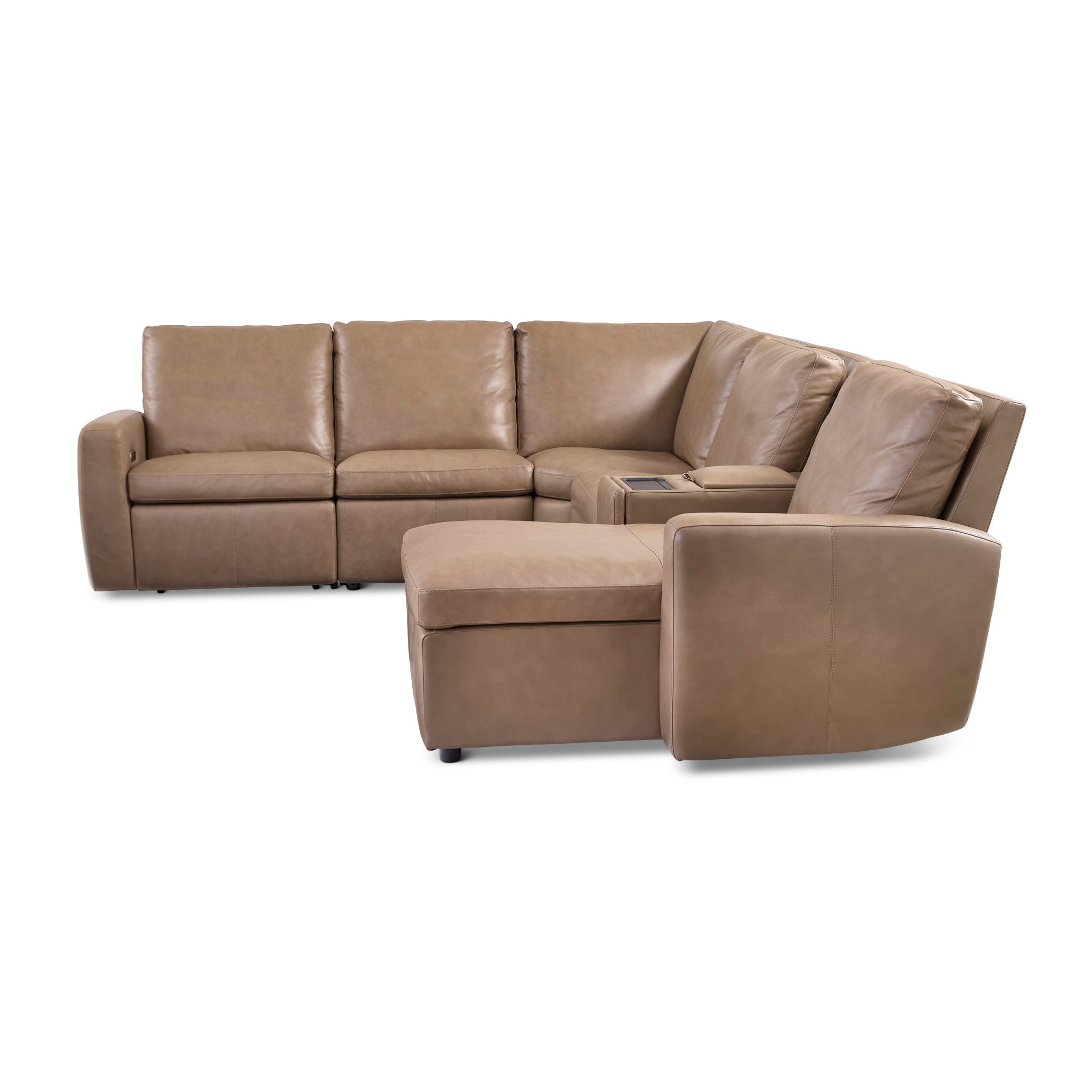Aria Fawn Leather Power Reclining Sectional