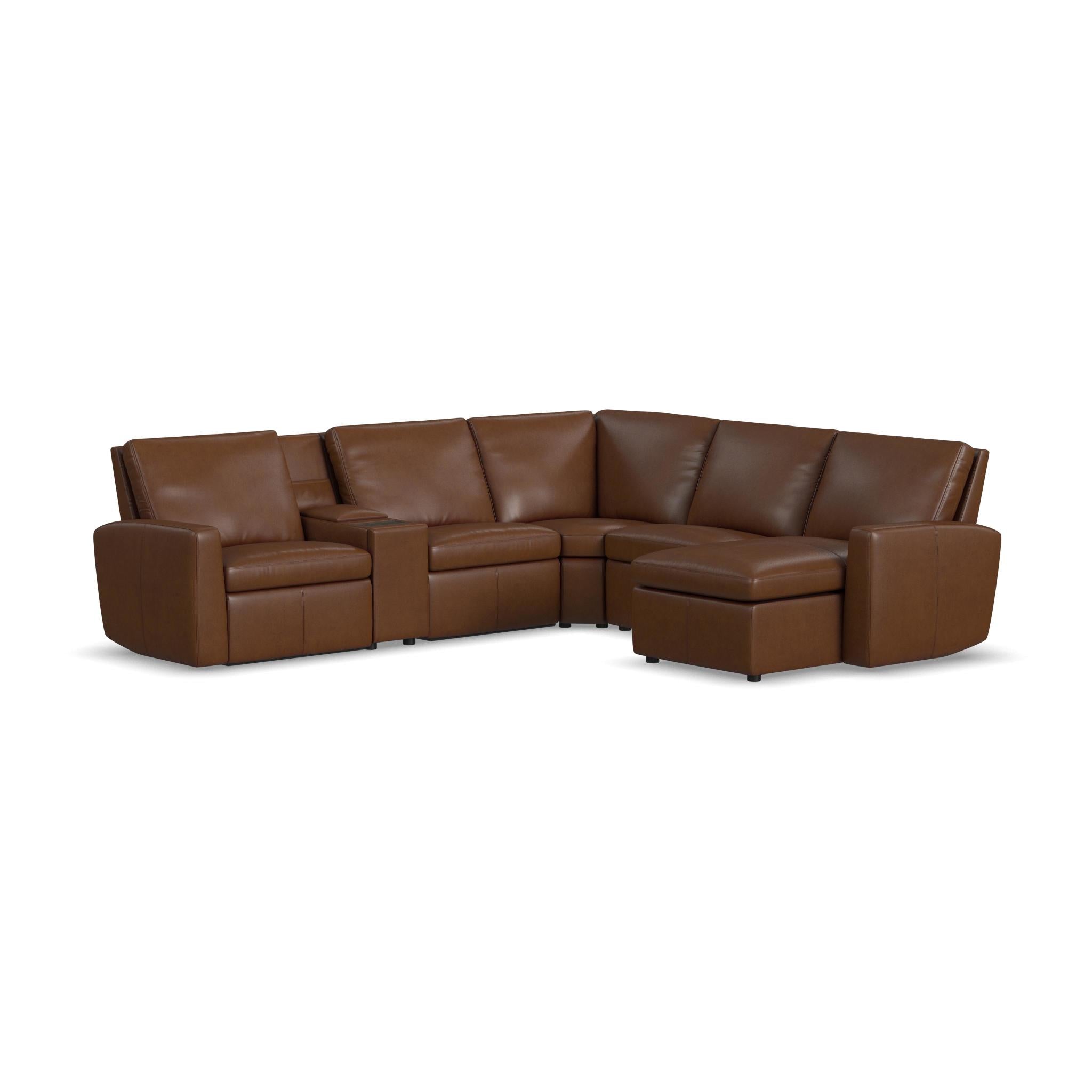 Aria Fawn Leather Power Reclining Sectional