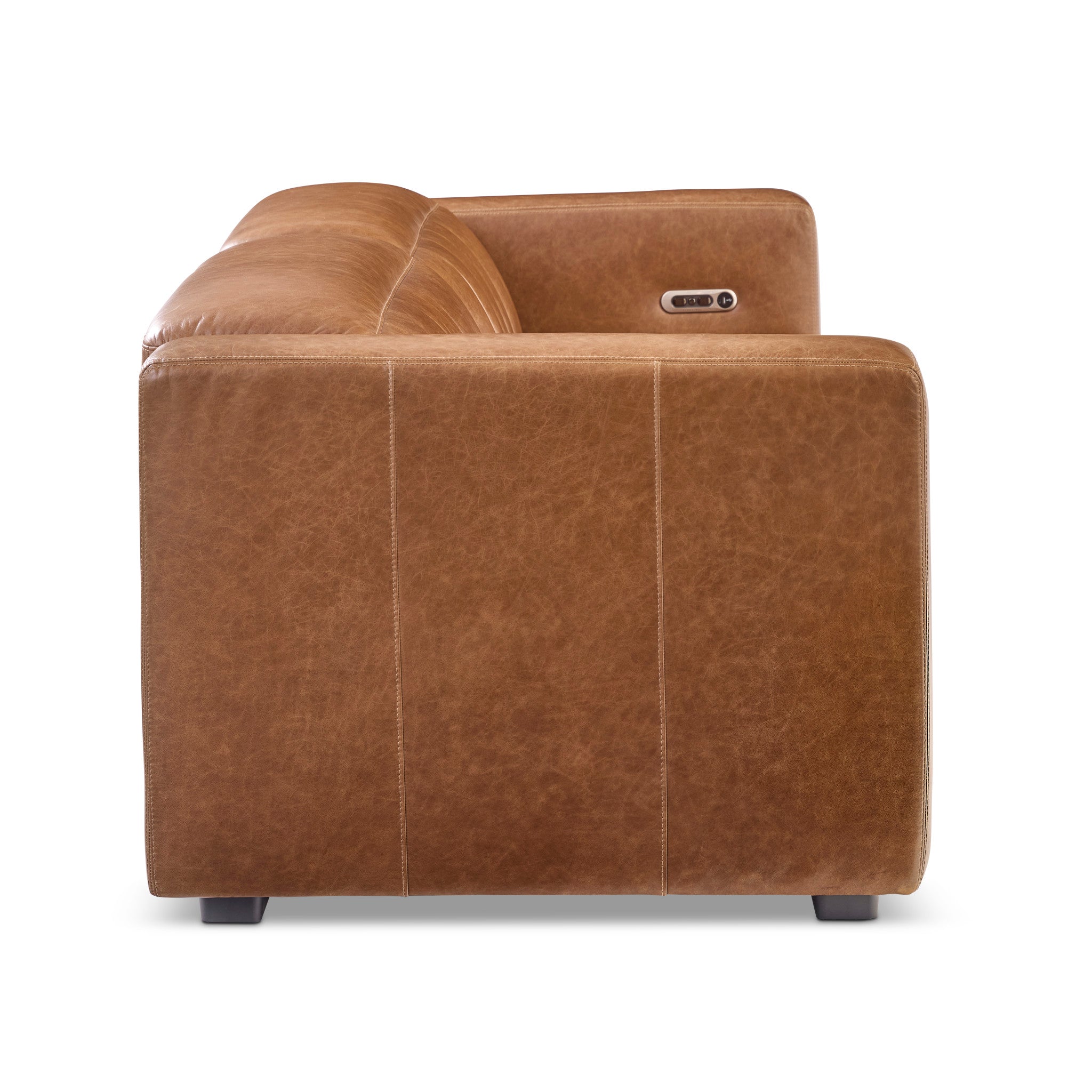 Austin Chestnut Leather Power Reclining Sofa with Power Headrests