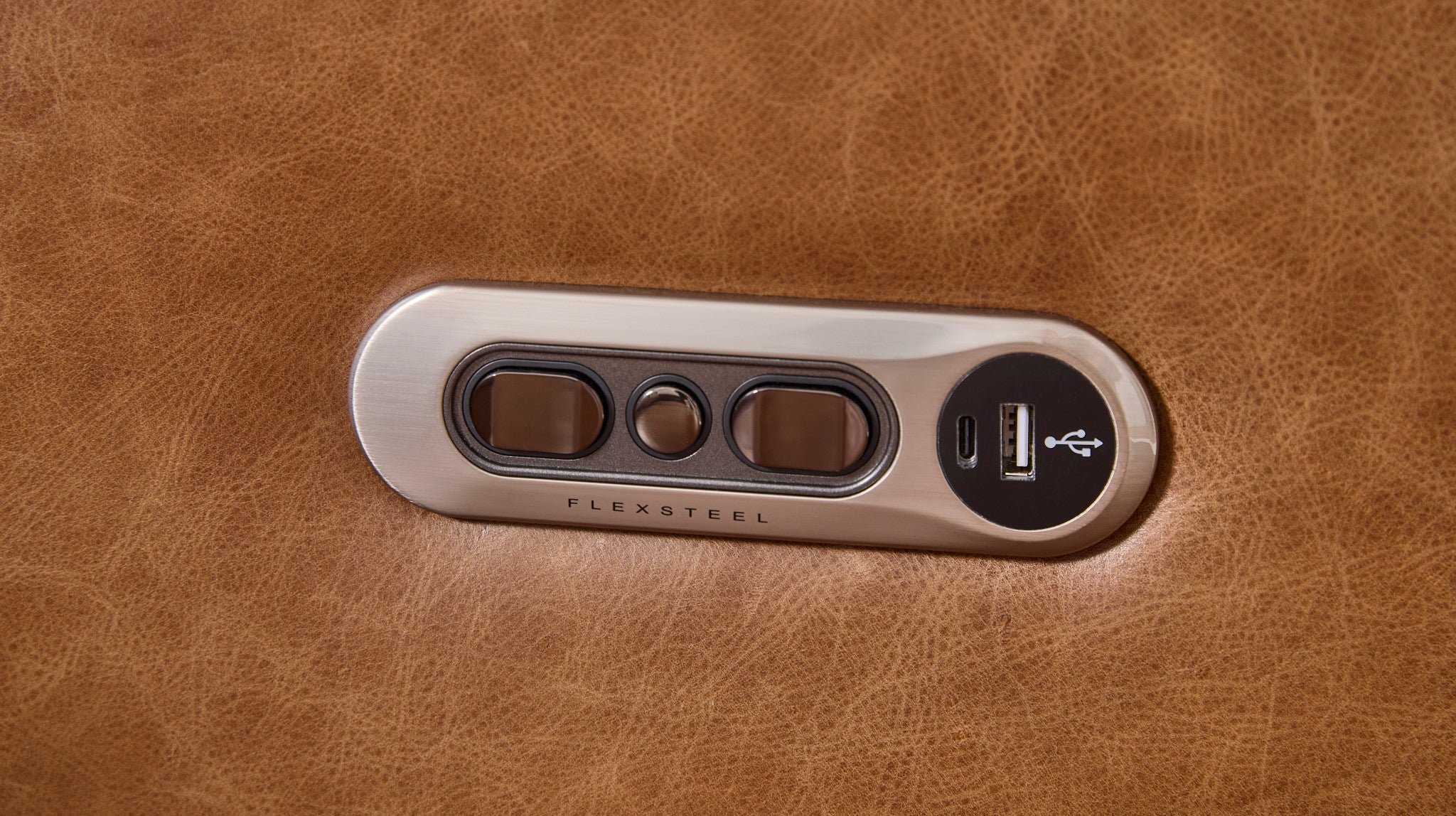 Austin Chestnut Leather Power Reclining Sofa with Power Headrests