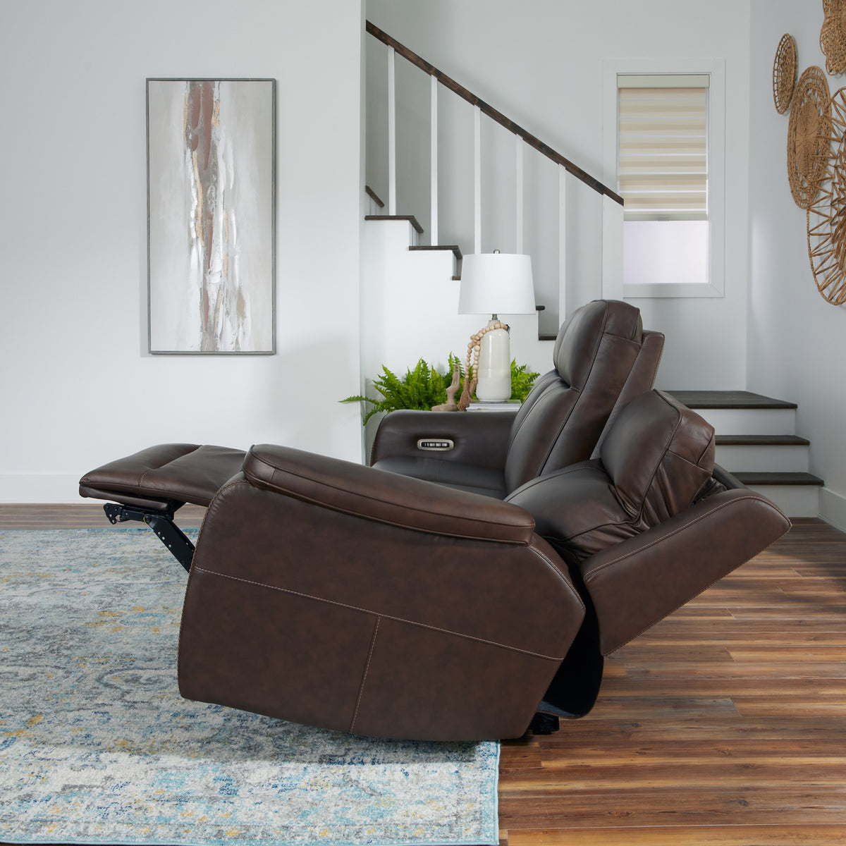 Griffin Leather Power Reclining Sofa with Headrest & Lumbar