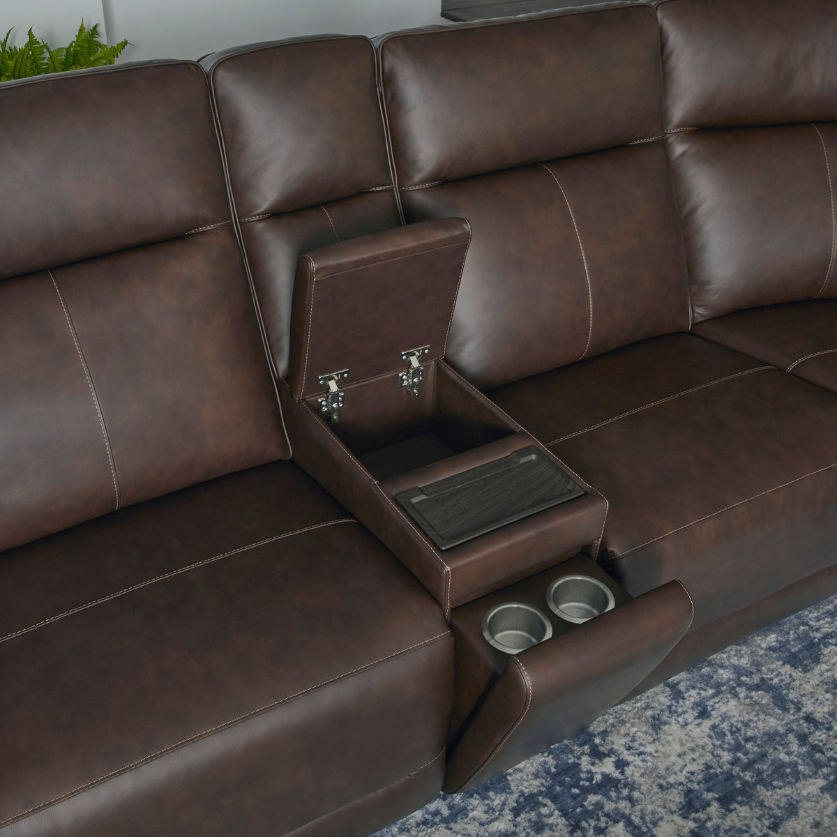Griffin Leather Sectional with Headrest & Lumbar