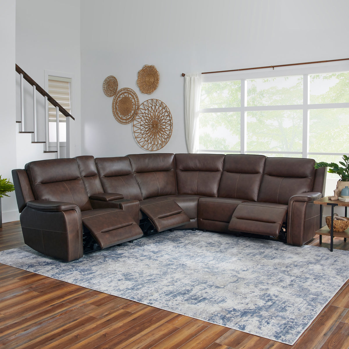 Griffin Leather Sectional with Headrest & Lumbar