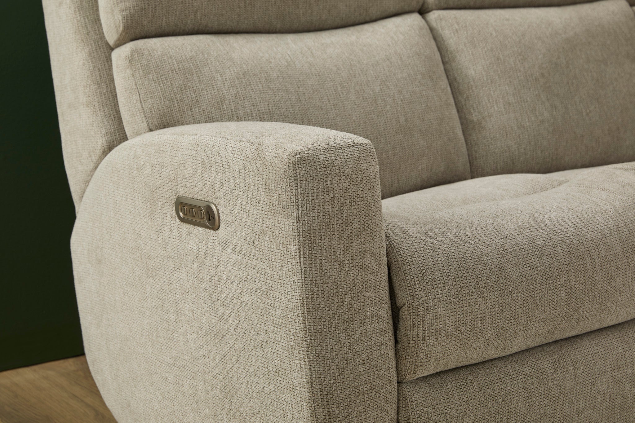 Score Fabric Power Reclining Sofa with Power Headrests & Lumbar