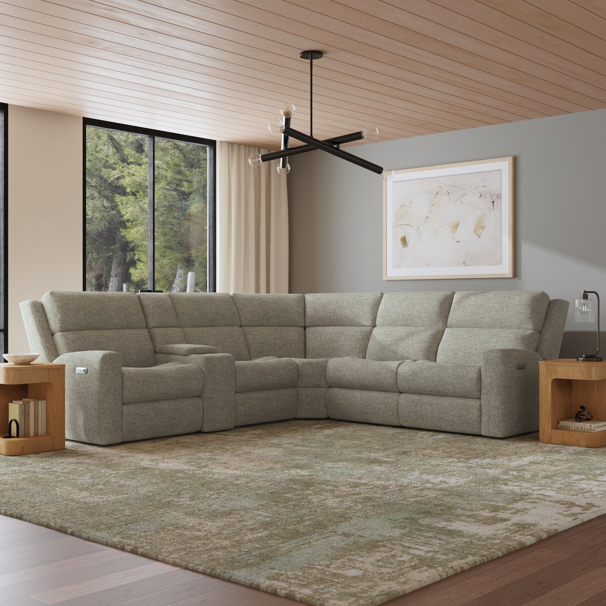 Score Fabric Power Reclining Sectional with Power Headrest & Lumbar