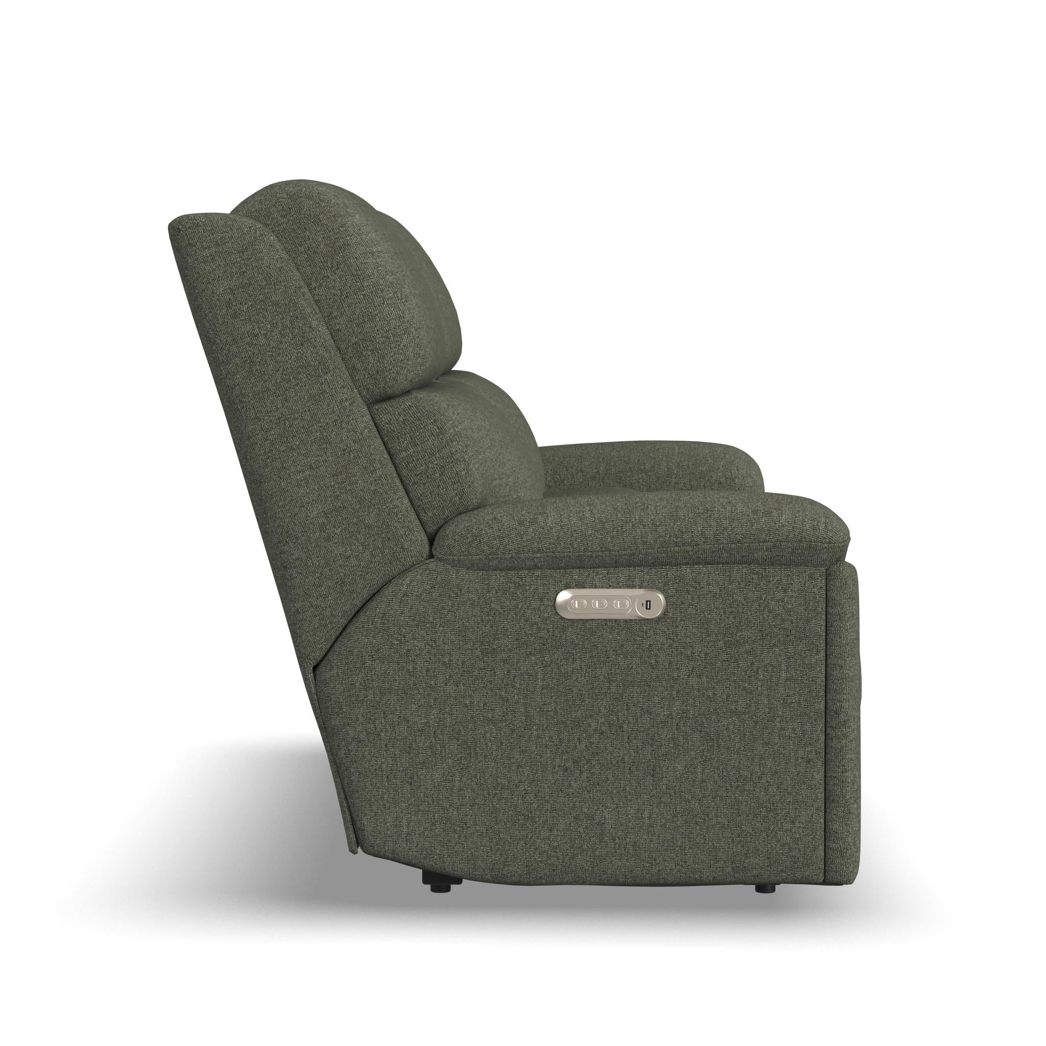 Porter Fabric & Leather Power Reclining Loveseat with Console, Power Headrest, & Lumbar
