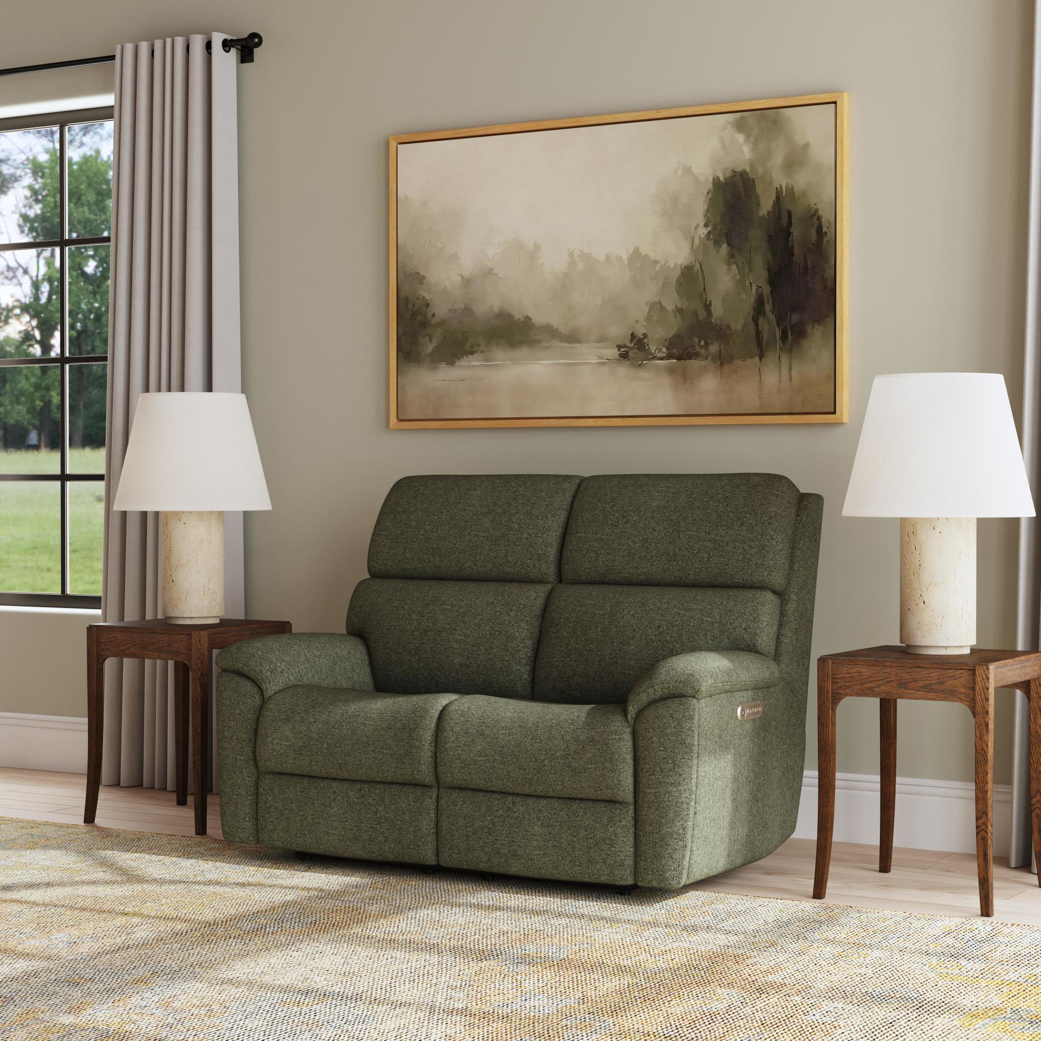 Porter Fabric & Leather Power Reclining Loveseat with Power Headrest & Lumbar