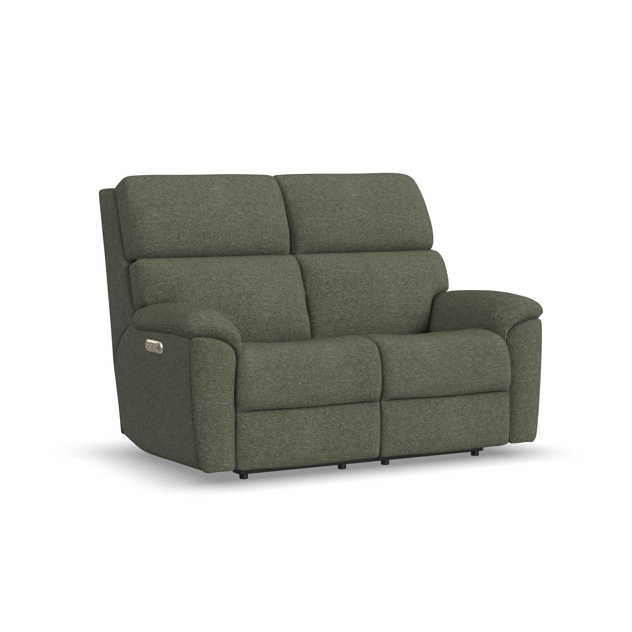Porter Fabric & Leather Power Reclining Loveseat with Power Headrest & Lumbar