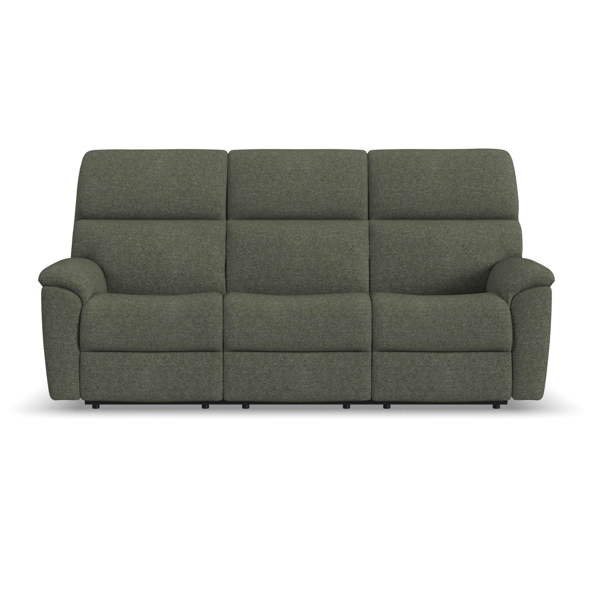 Porter Fabric & Leather Power Reclining Sofa with Console, Power Headrest, & Lumbar