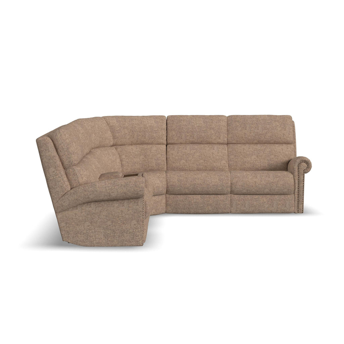 Bernard Fabric Power Reclining Sectional w/ Power Headrest & Lumbar