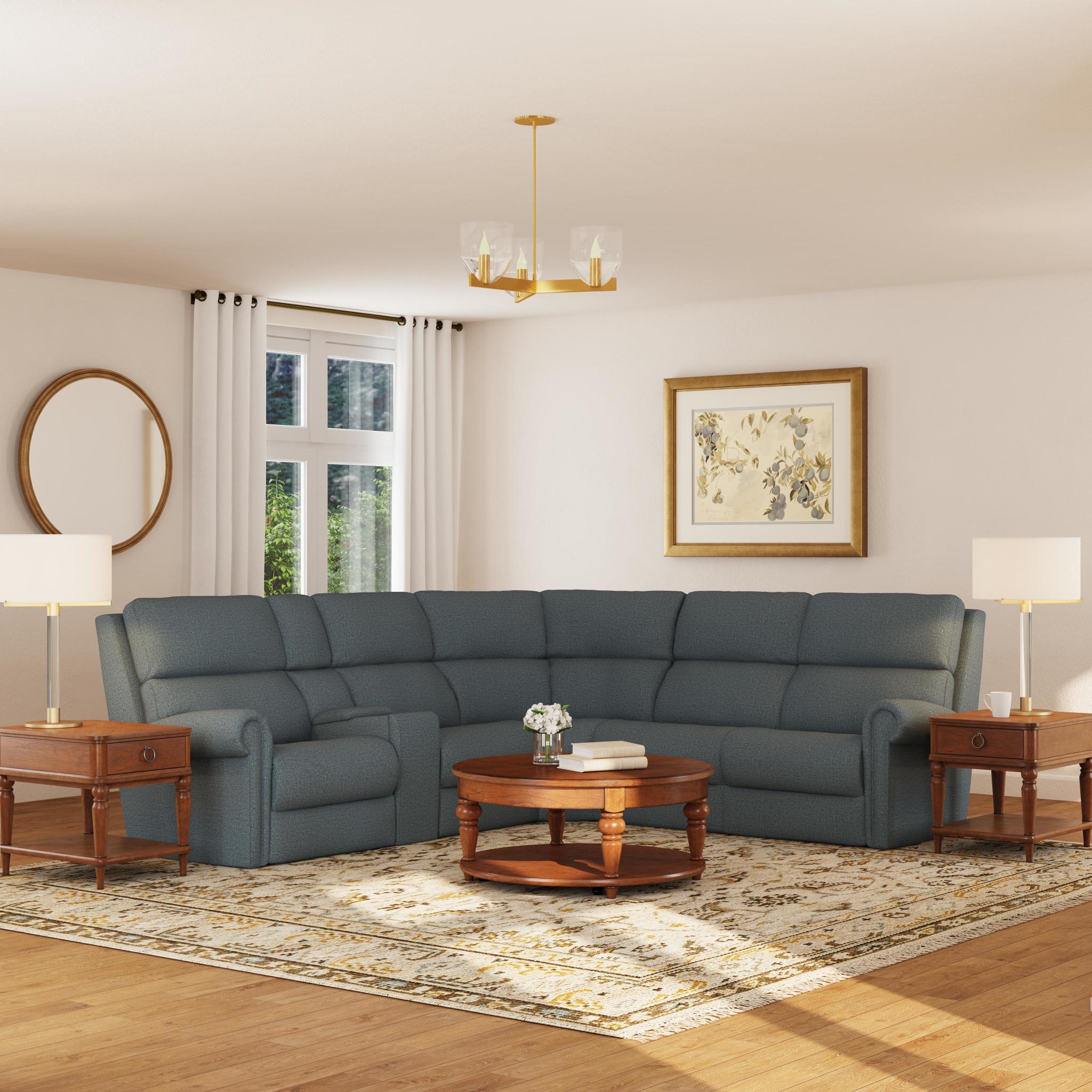 Bernard Fabric Power Reclining Sectional w/ Power Headrest & Lumbar