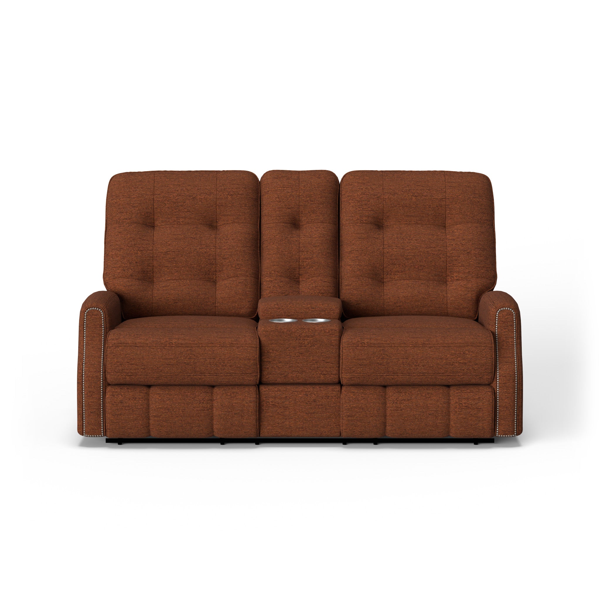 Devon Fabric Power Reclining Loveseat with Console & Power Headrests