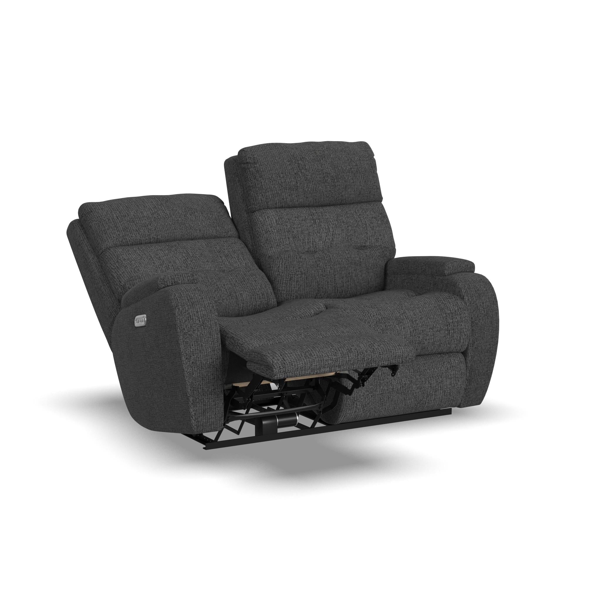 Strait Fabric Power Reclining Loveseat with Power Headrests