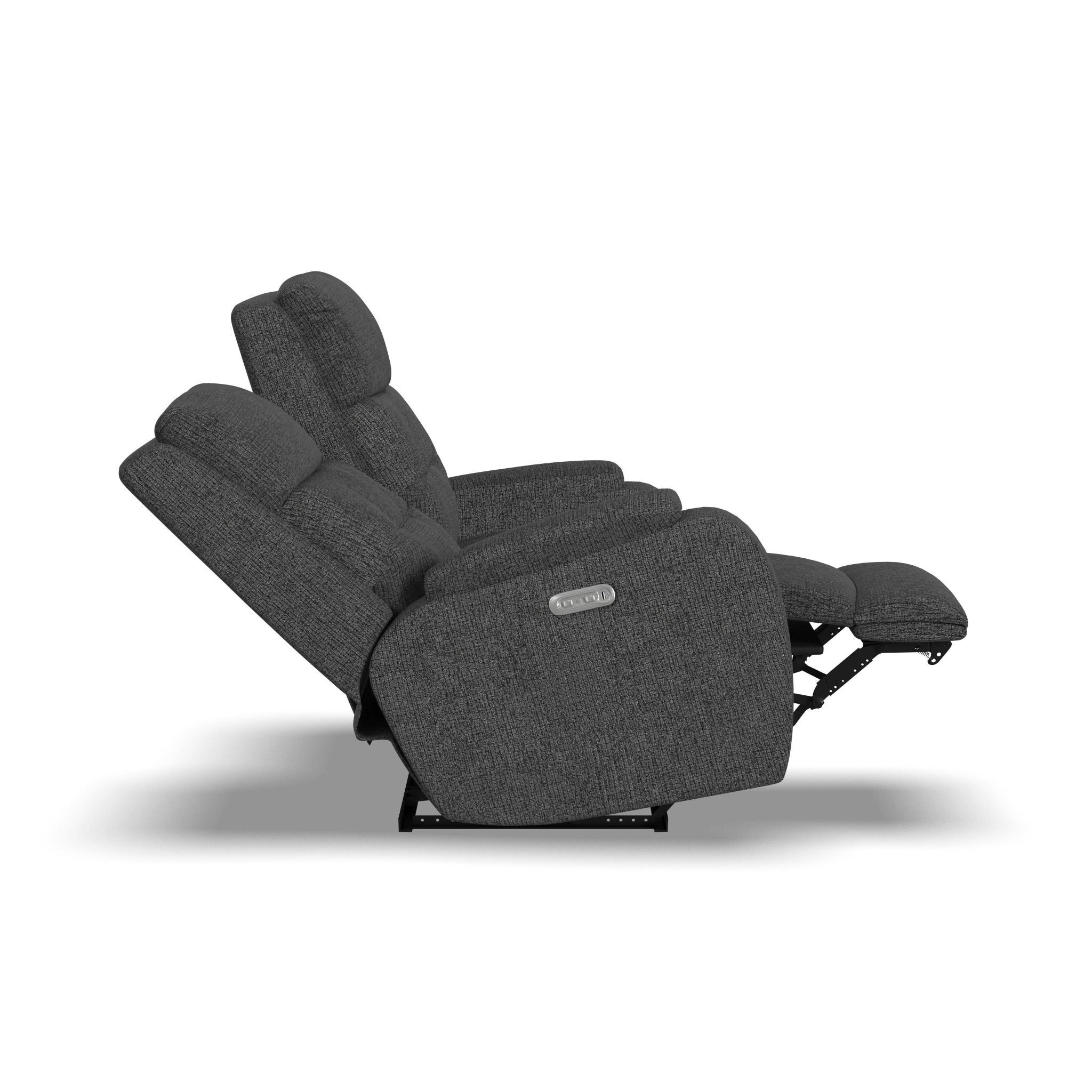 Strait Fabric Power Reclining Loveseat with Power Headrests