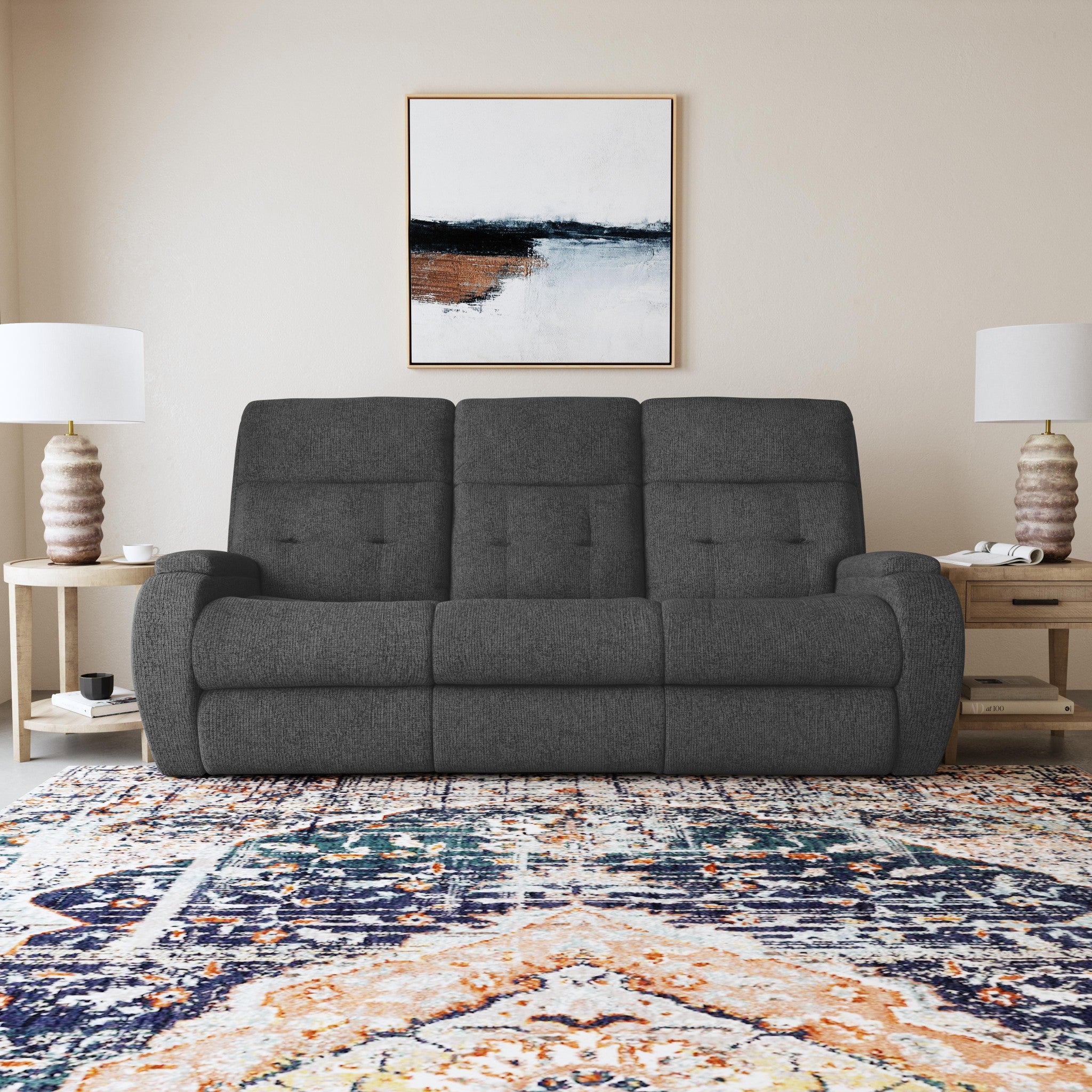 Strait Fabric Power Reclining Sofa with Power Headrests