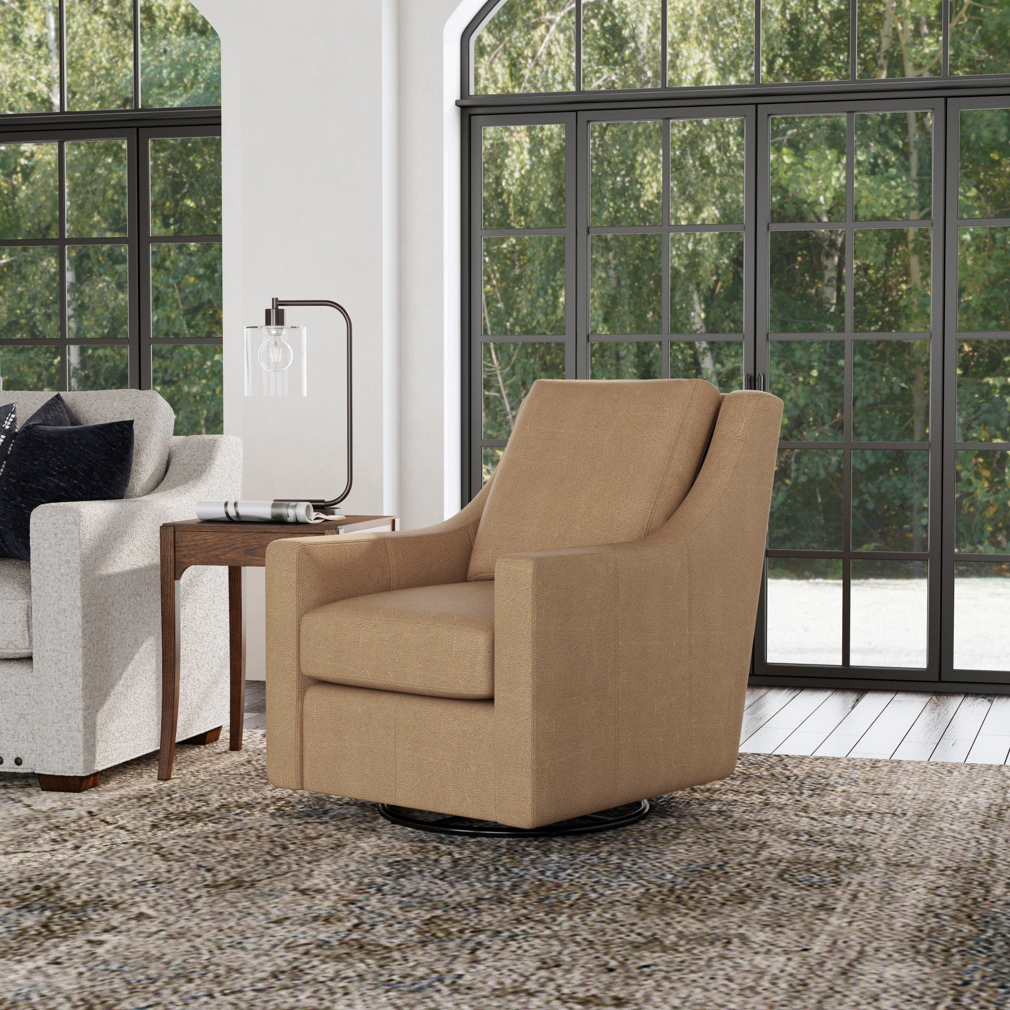 Murph Leather Swivel Glider