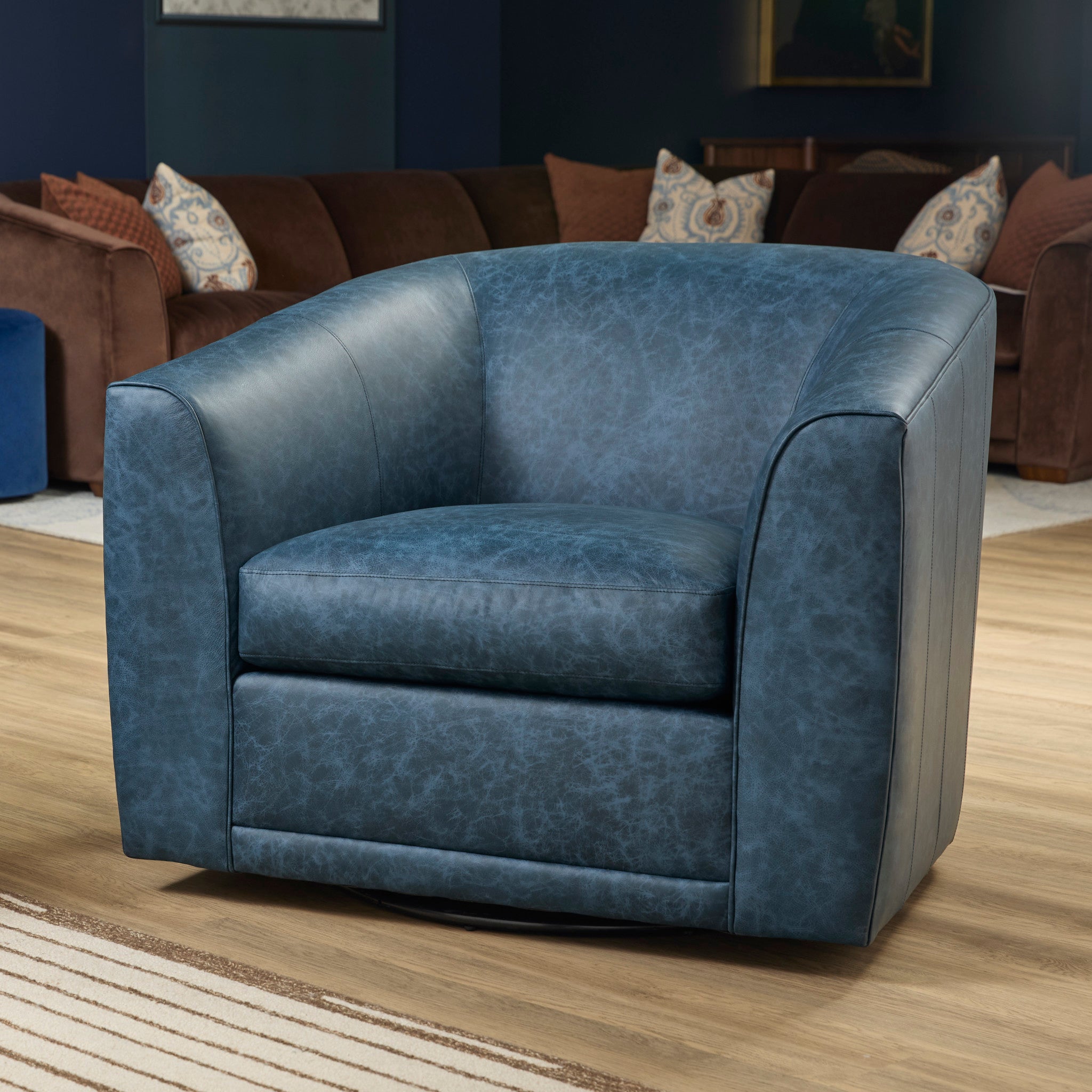Jewel Fabric & Leather Swivel Chair