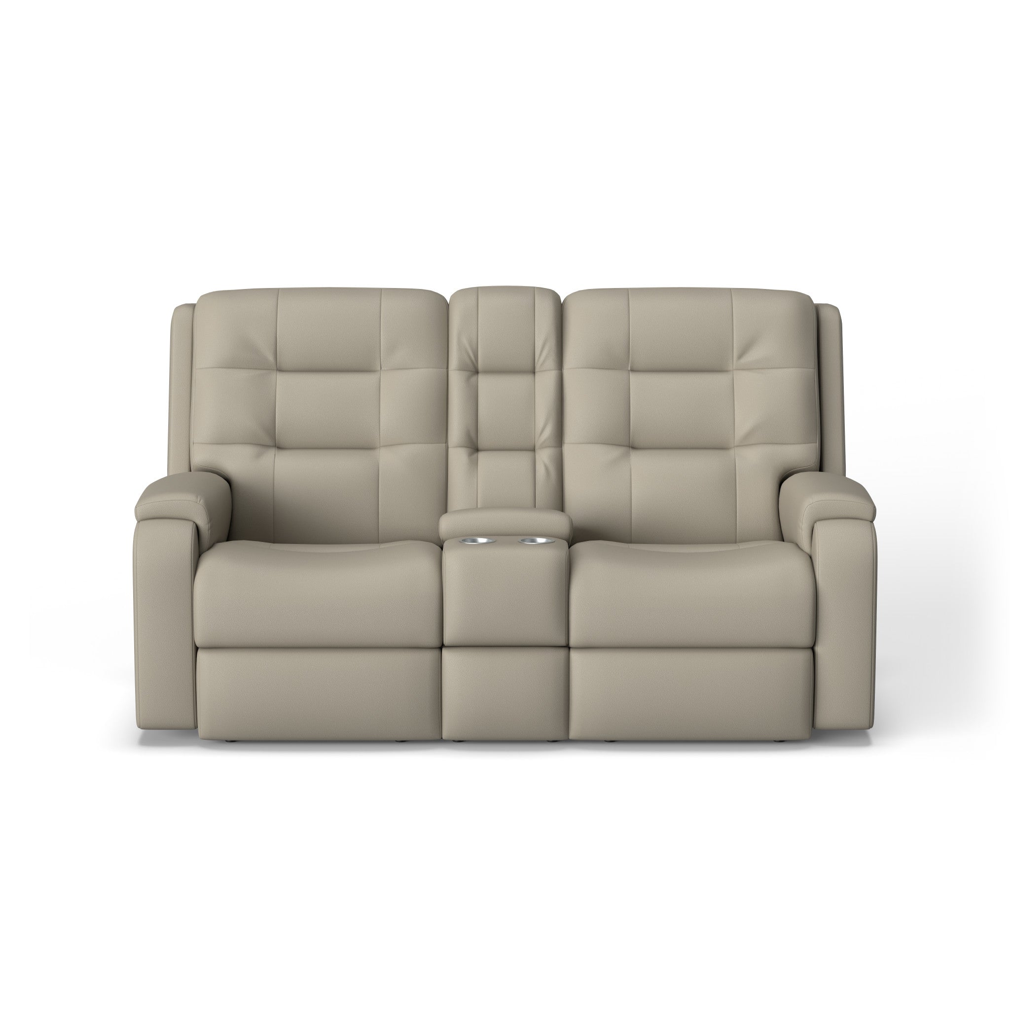 Arlo Leather Power Reclining Loveseat with Console & Power Headrests