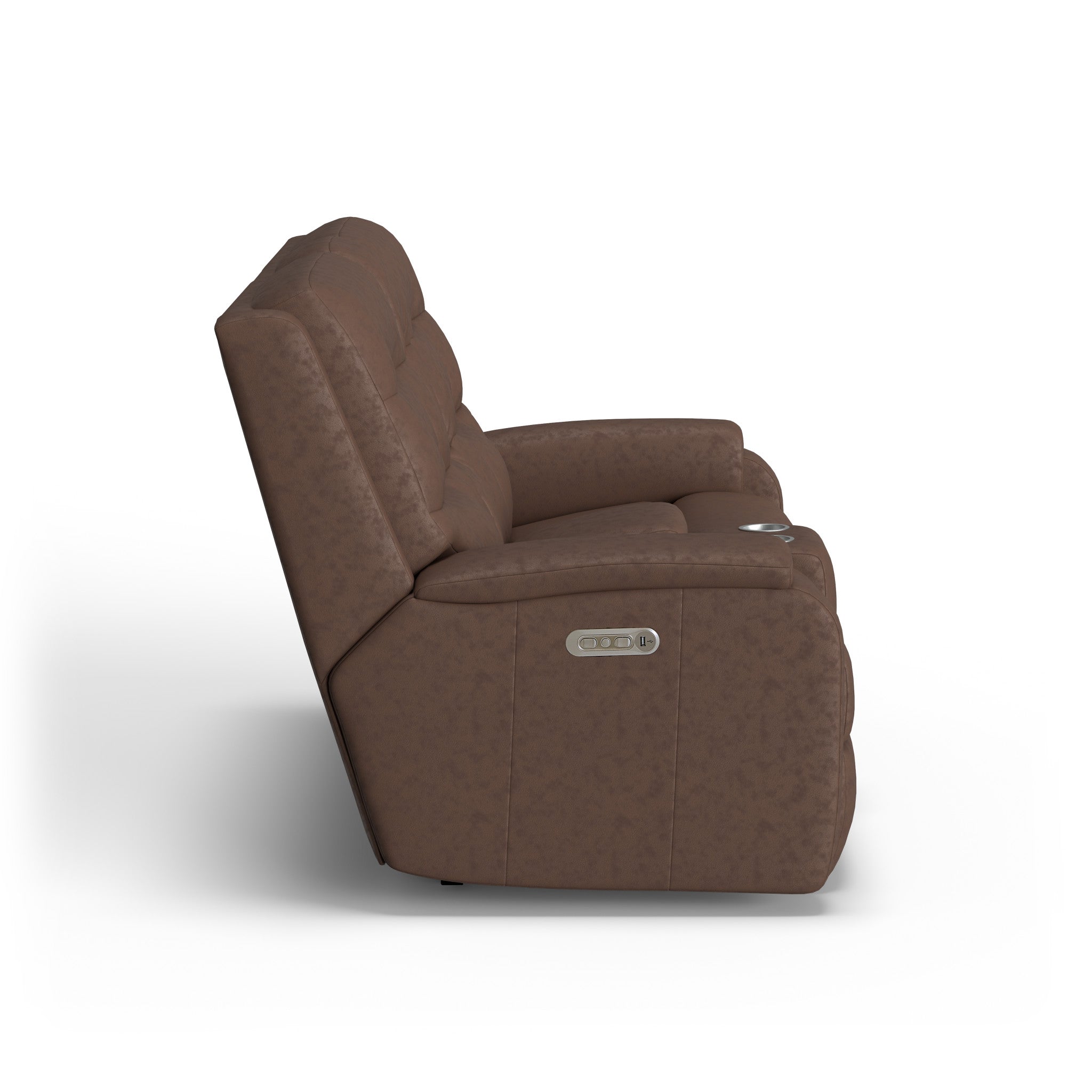 Arlo Leather Power Reclining Loveseat with Console & Power Headrests