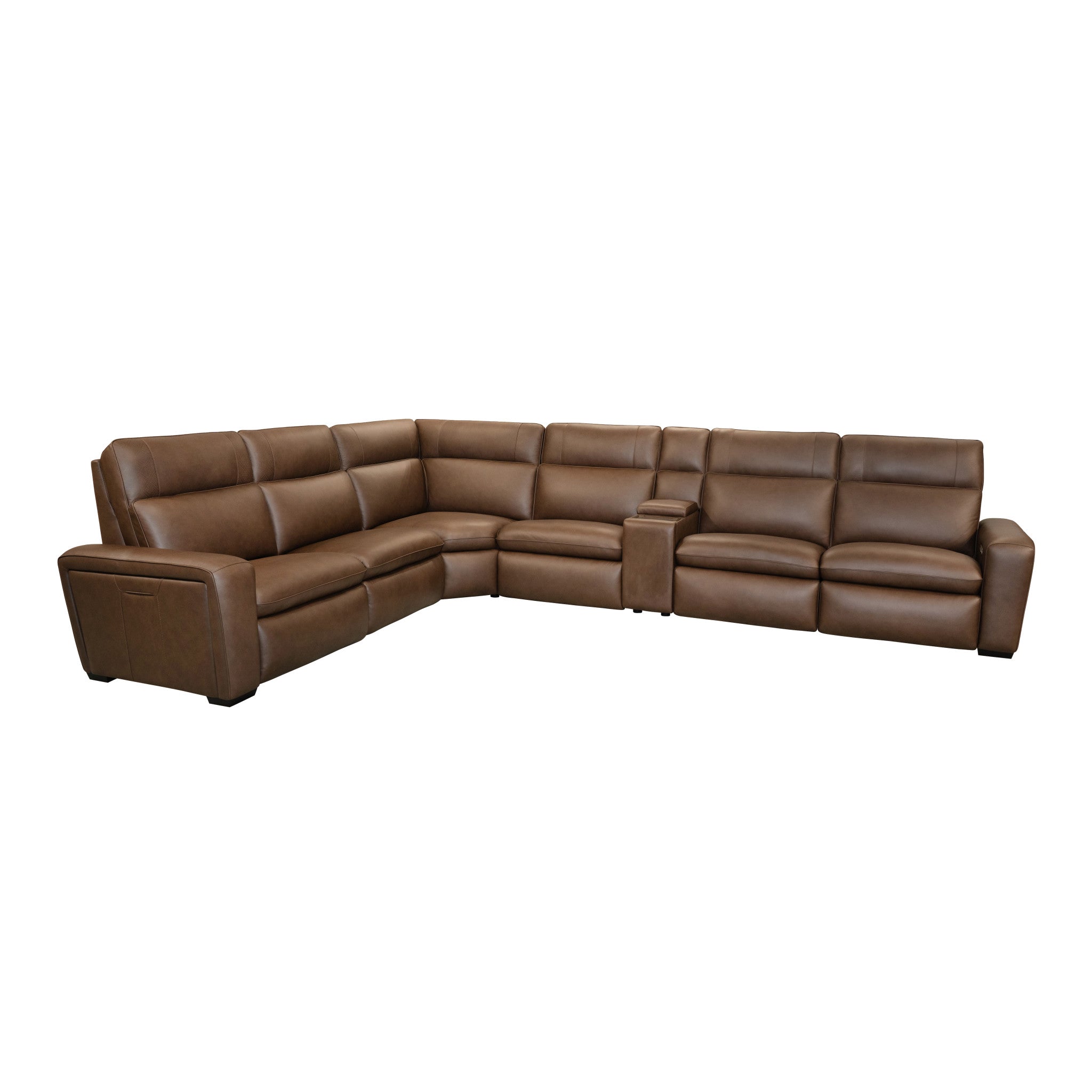 Sense Espresso Power Reclining Sectional with Power Headrest, Lumbar & Pulse