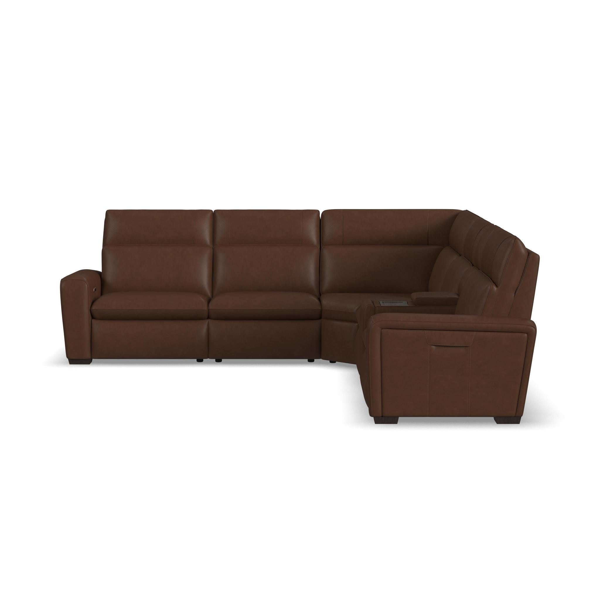 Sense Espresso Power Reclining Sectional with Power Headrest, Lumbar & Pulse