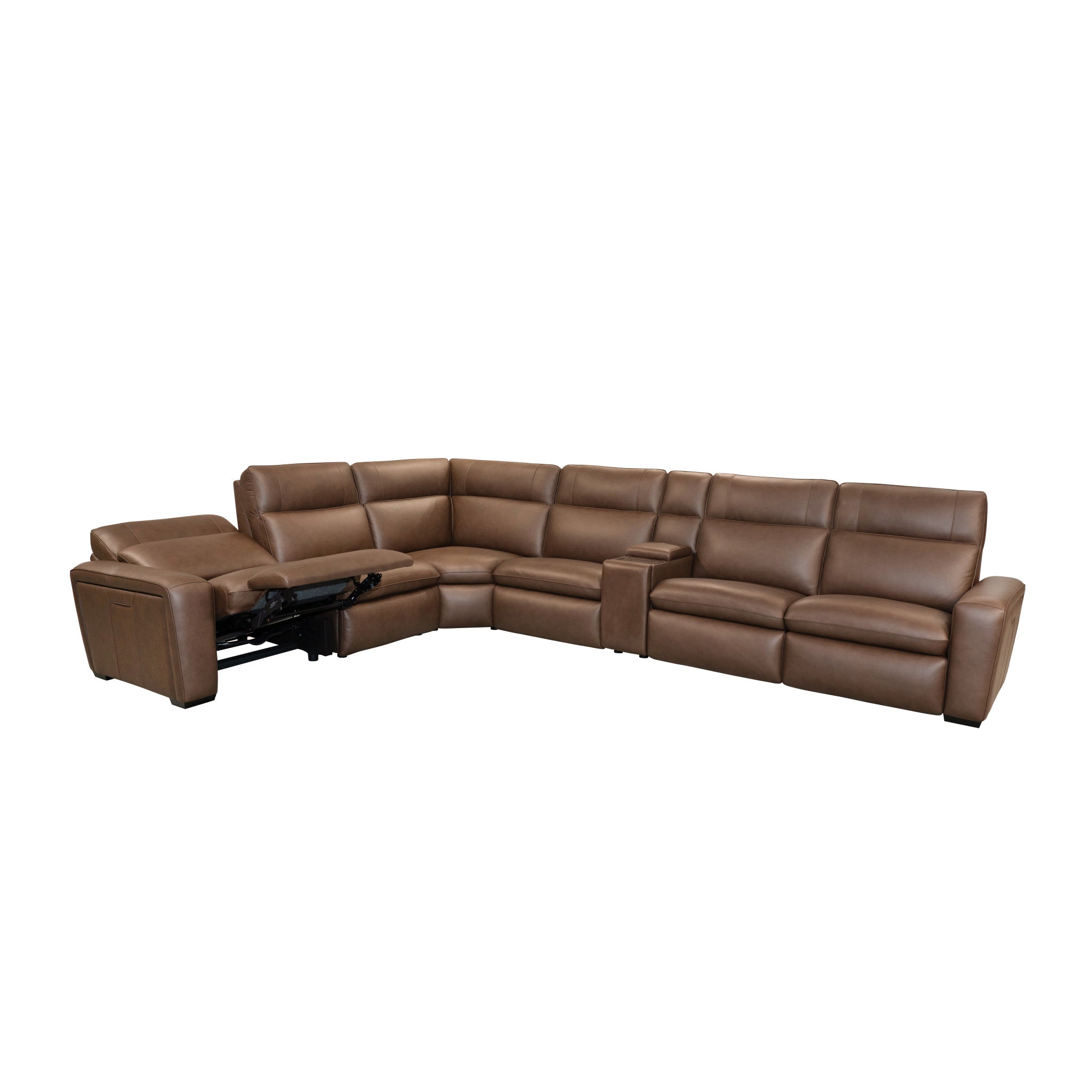 Sense Espresso Power Reclining Sectional with Power Headrest, Lumbar & Pulse