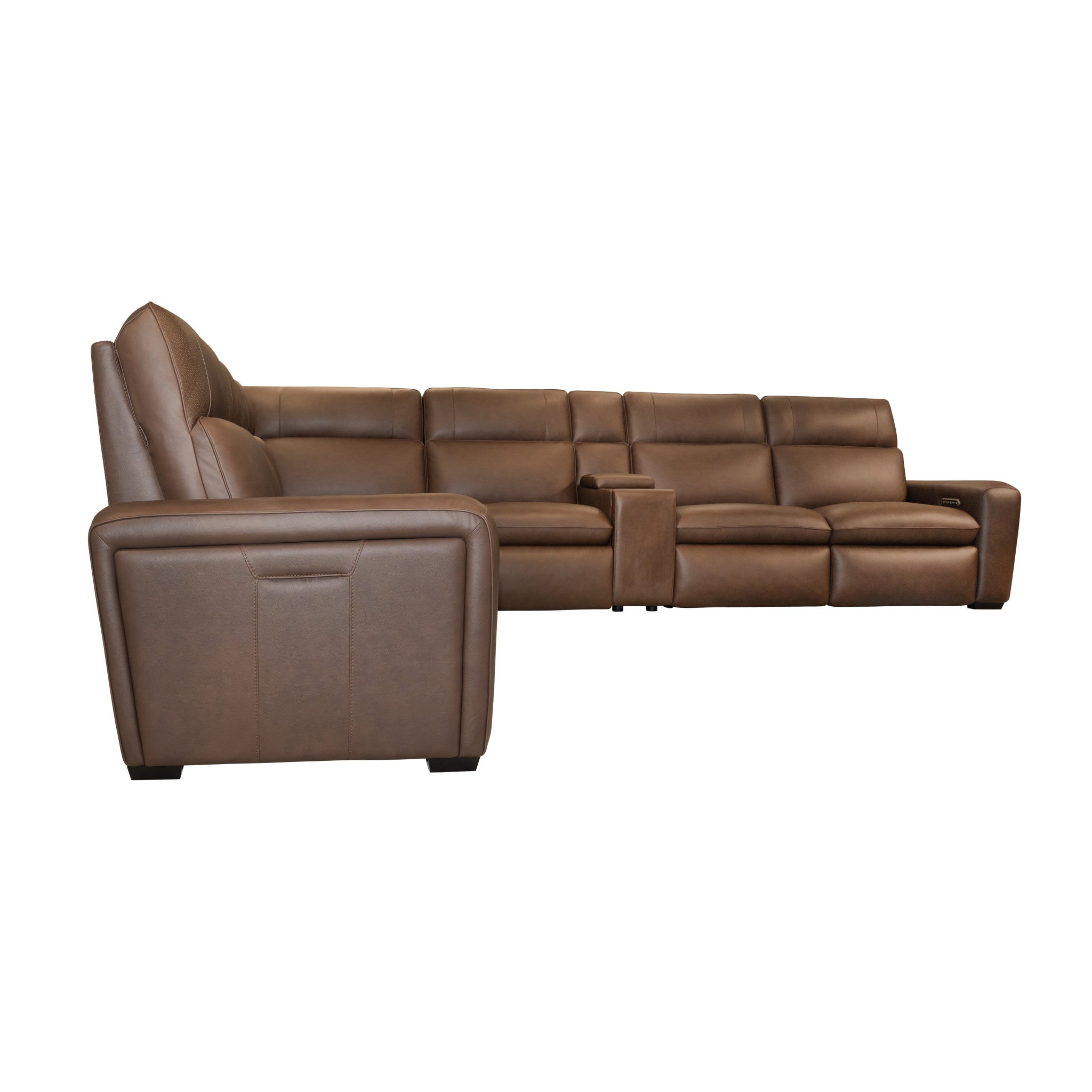 Sense Espresso Power Reclining Sectional with Power Headrest, Lumbar & Pulse