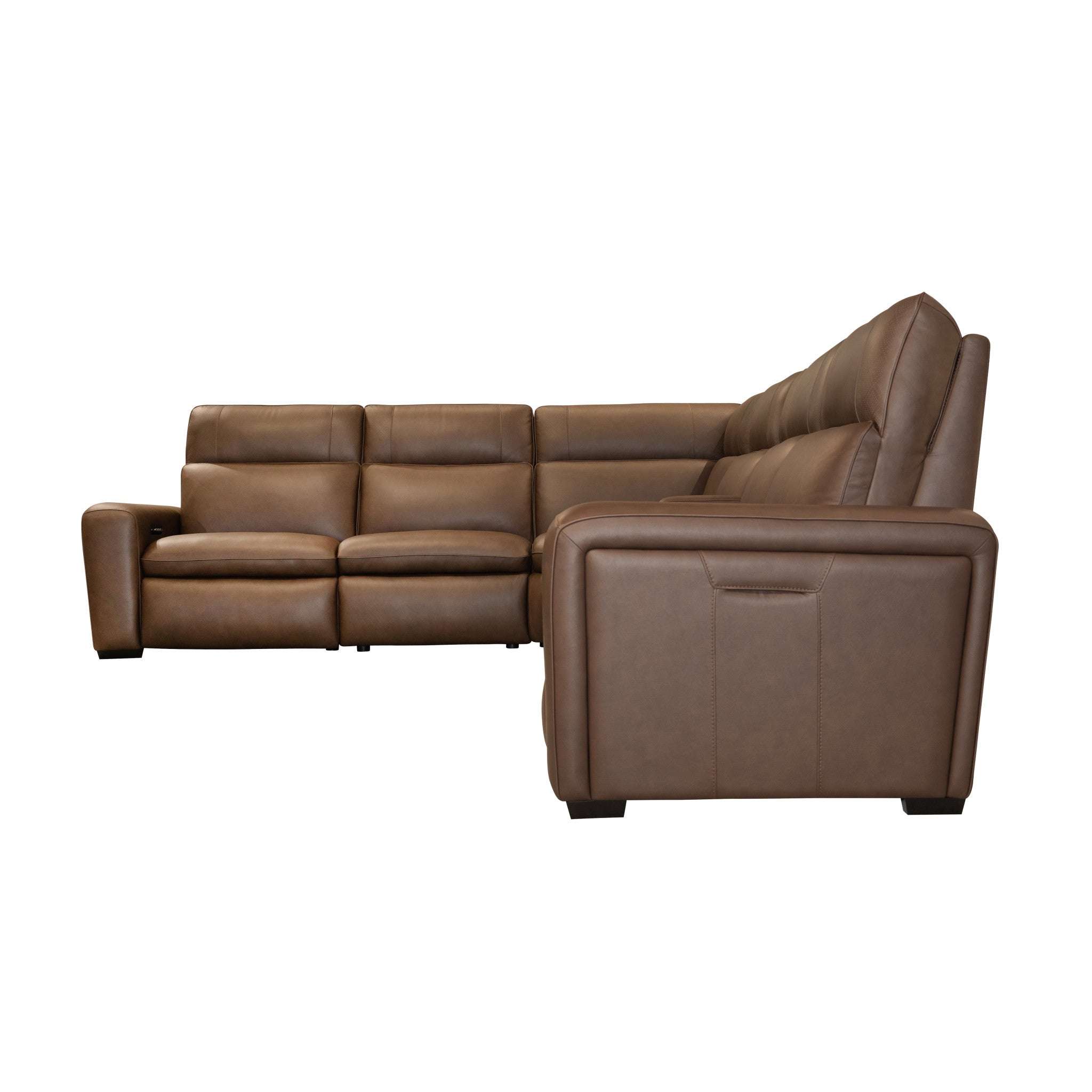 Sense Espresso Power Reclining Sectional with Power Headrest, Lumbar & Pulse