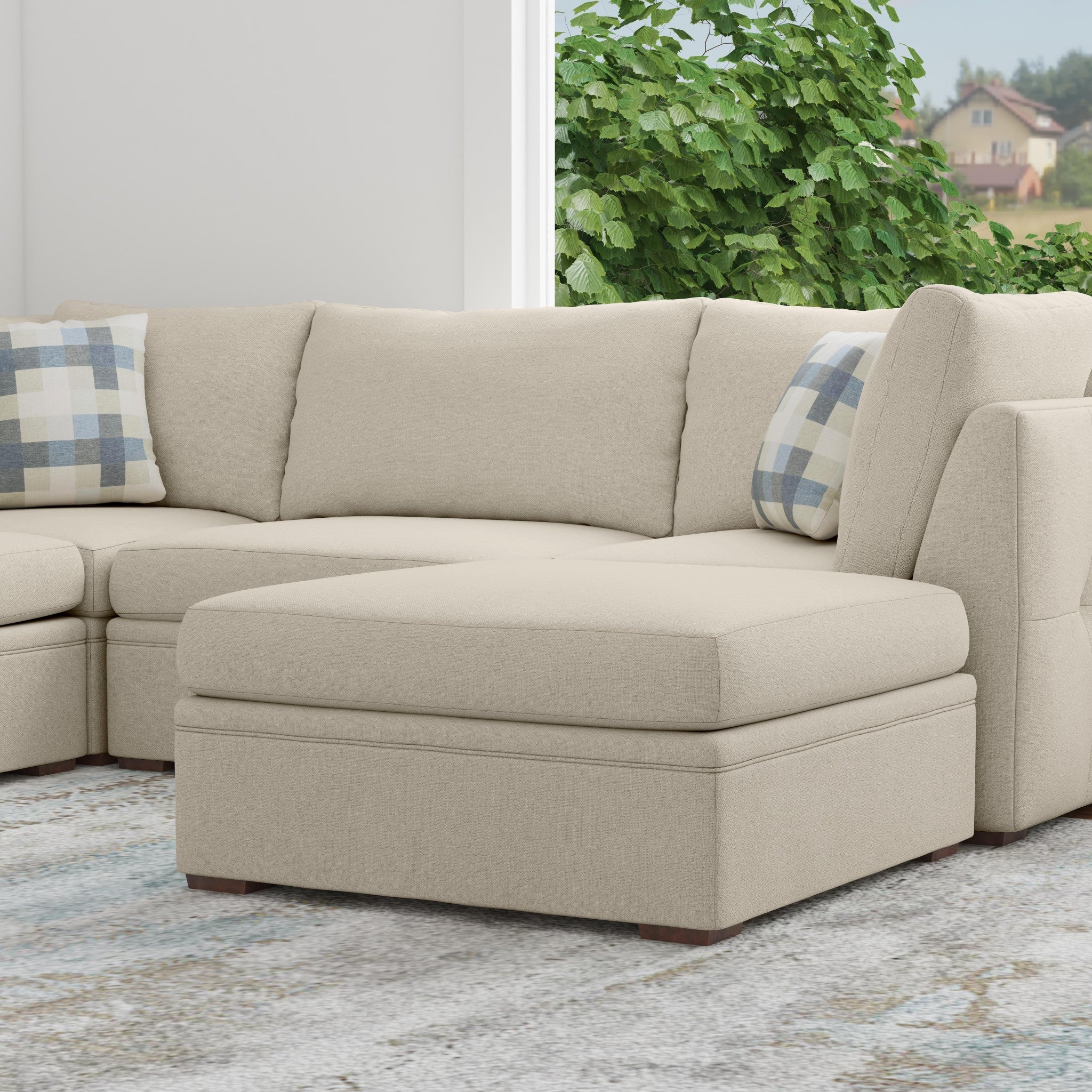 Evelyn Fabric Square Cocktail Ottoman