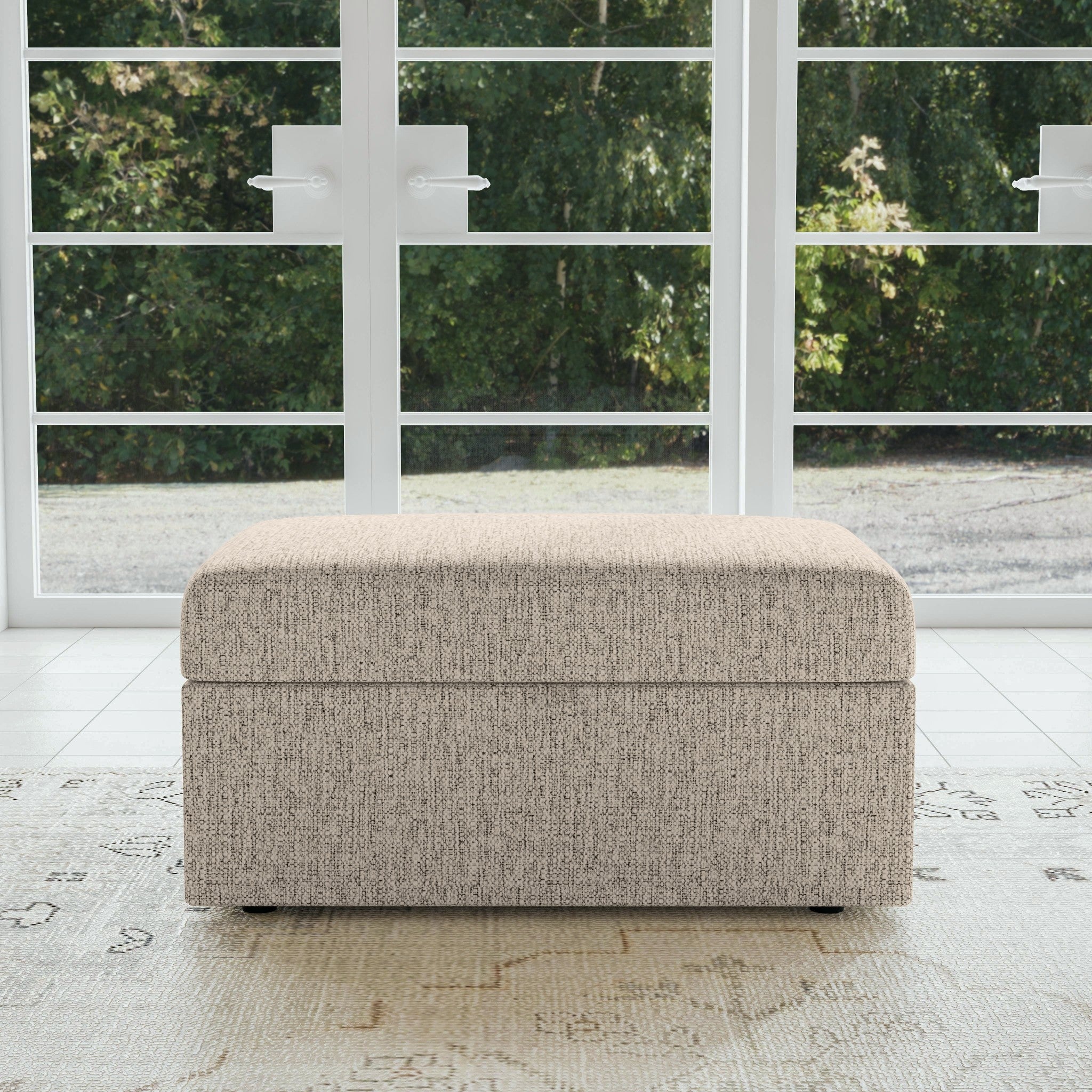 Sky Fabric Storage Ottoman