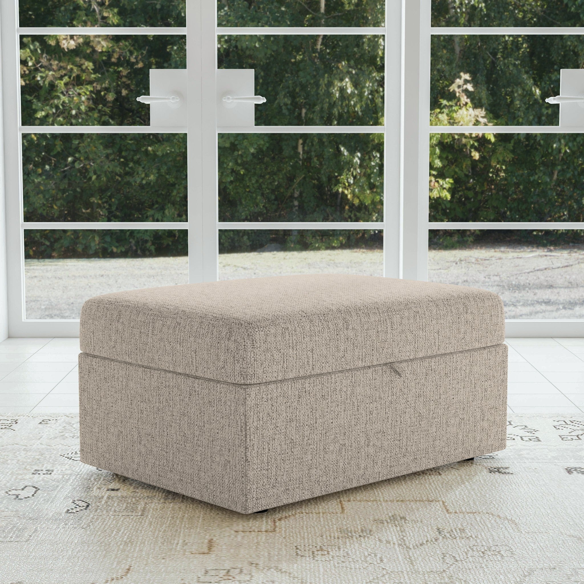 Sky Fabric Storage Ottoman