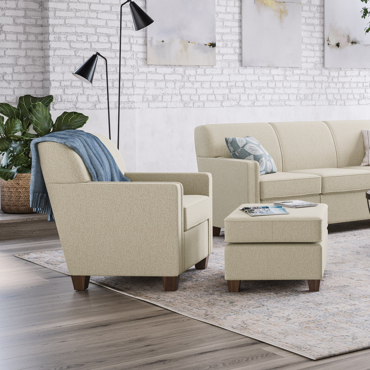 Nora Fabric Ottoman