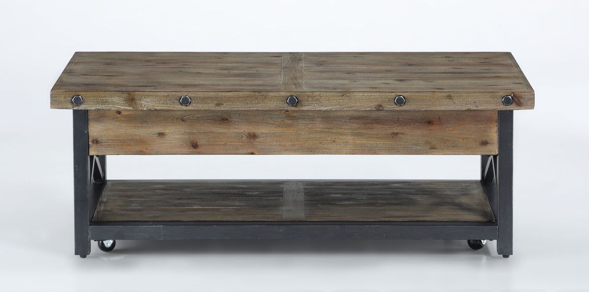 Carpenter Rectangular Lift-Top Coffee Table with Casters