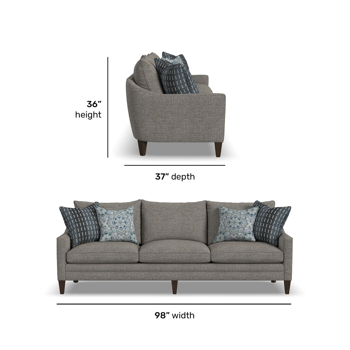 Eleanora Fabric Large Three-Cushion Sofa