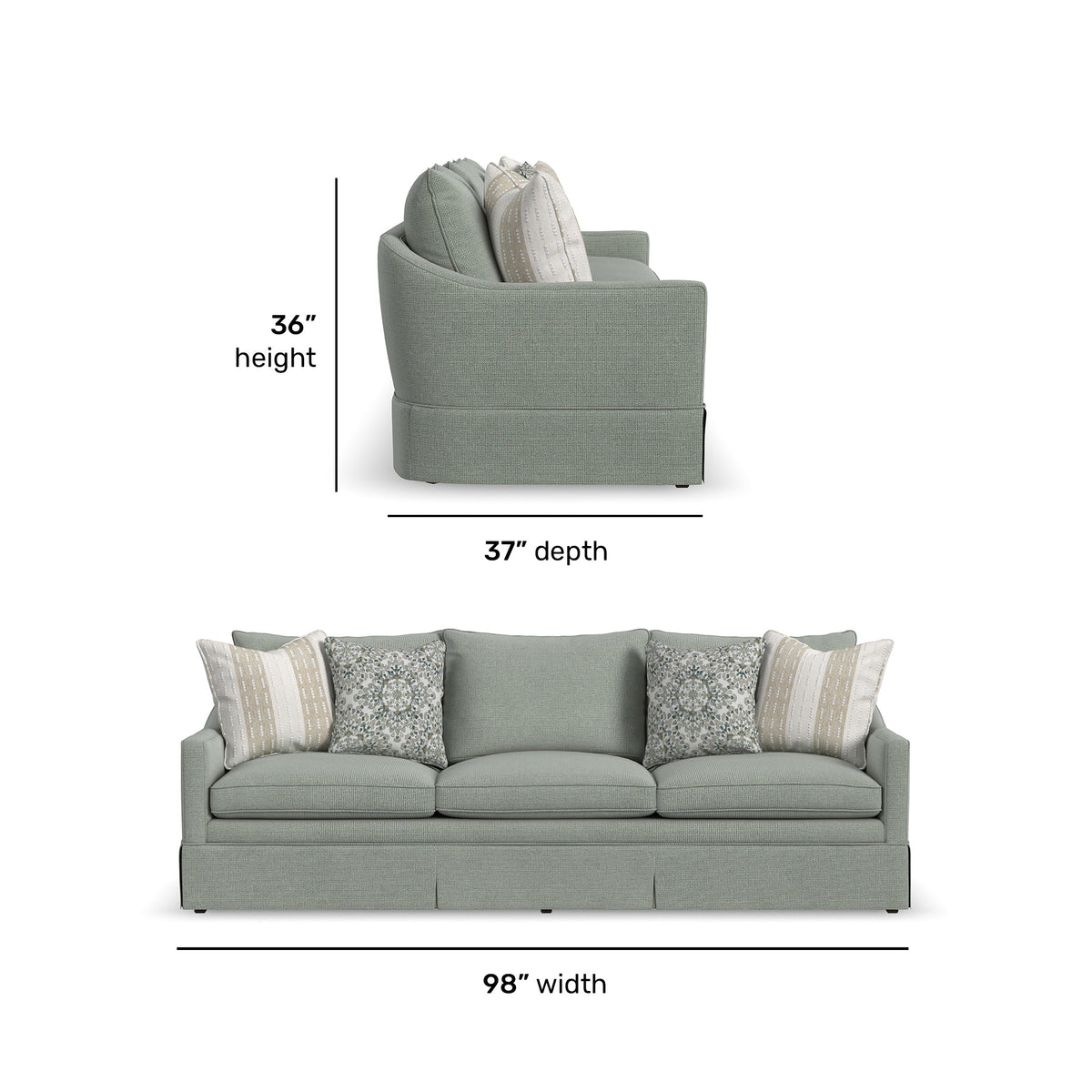 Eleanora Fabric Large Three-Cushion Sofa
