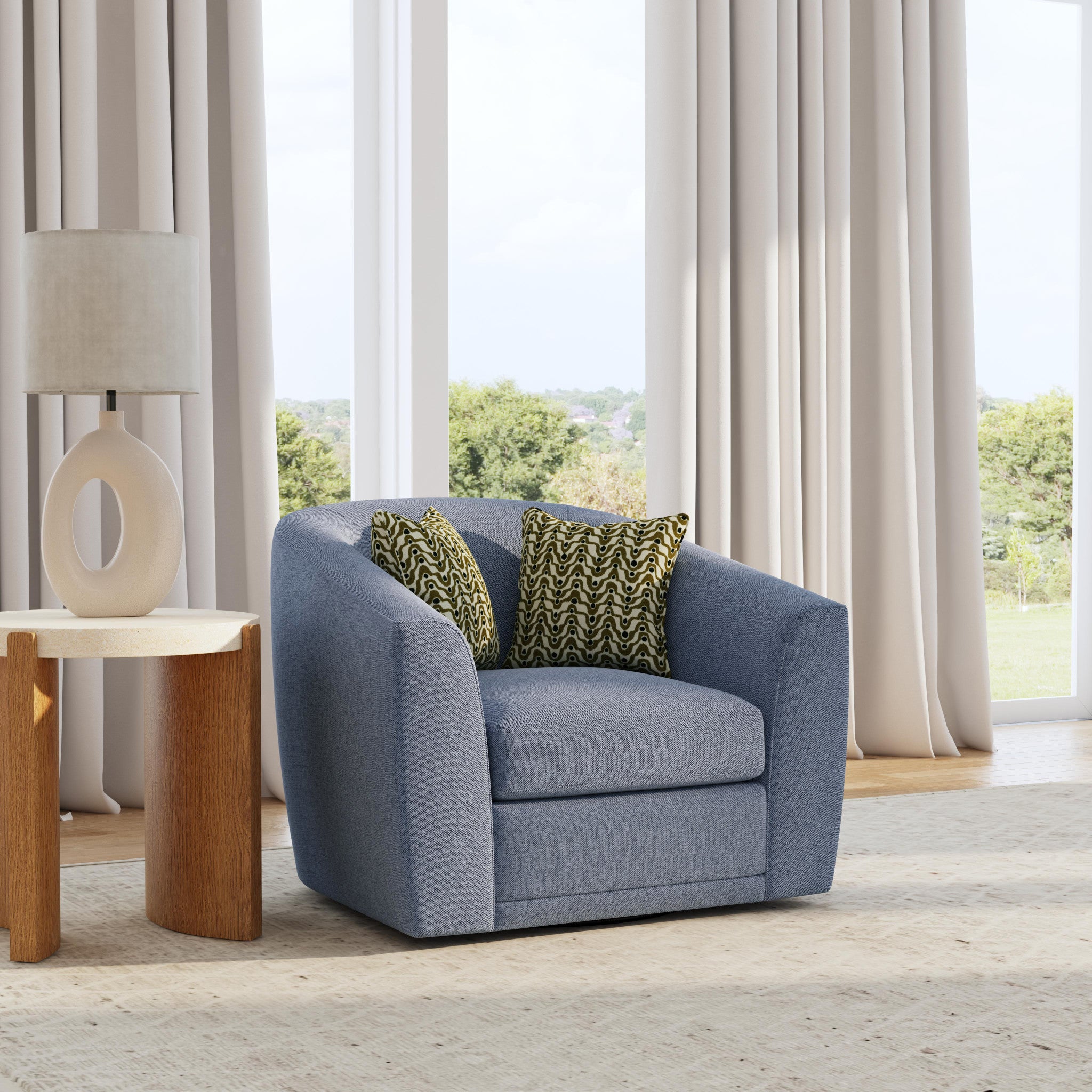 Jewel Fabric Swivel Chair
