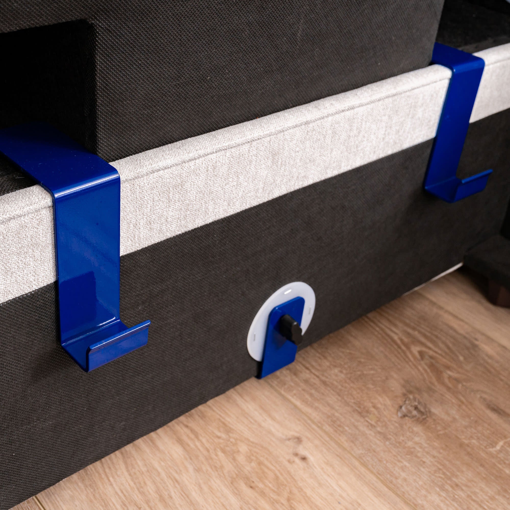 Flex Frost Fabric Sofa with Narrow Arm and Storage Ottoman