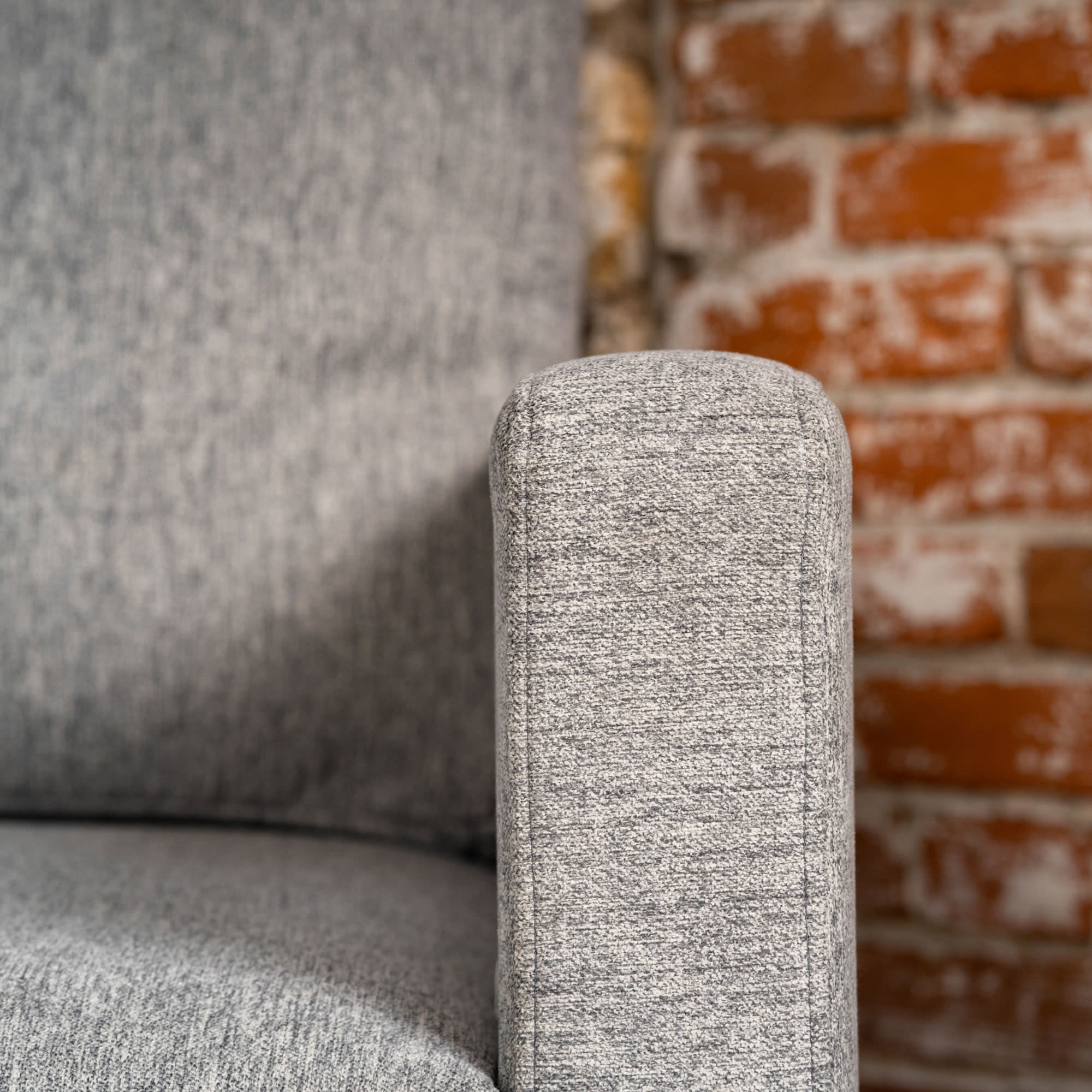 Flex Pebble Fabric Sofa with Narrow Arm and Storage Ottoman