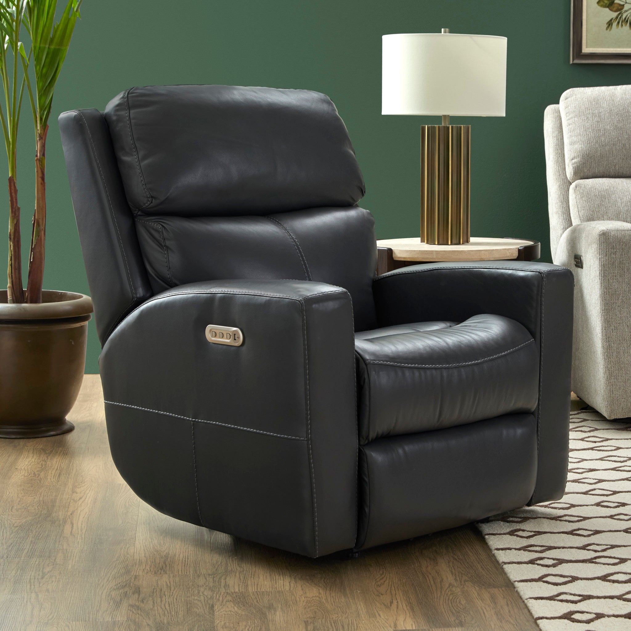 Score Leather Power Recliner with Power Headrest & Lumbar