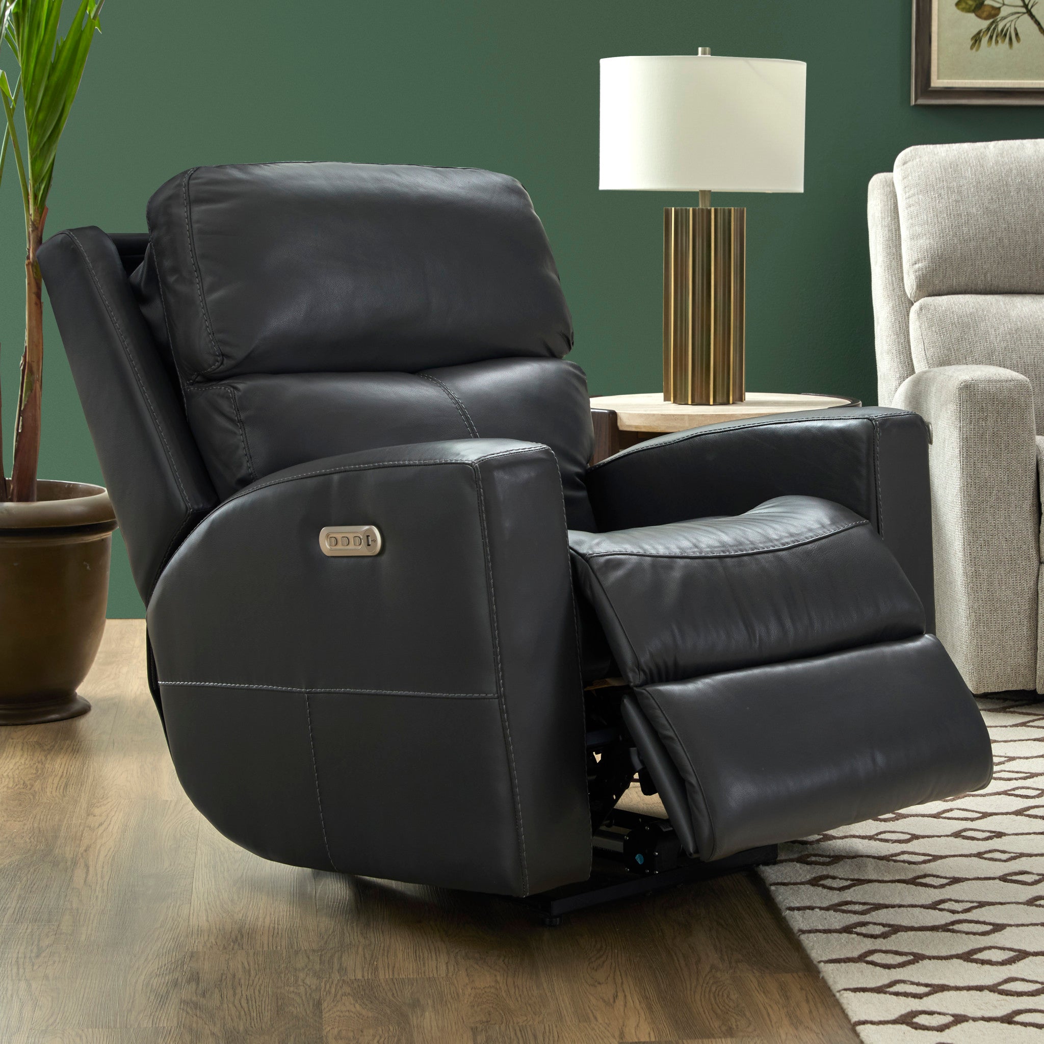 Score Leather Power Recliner with Power Headrest & Lumbar