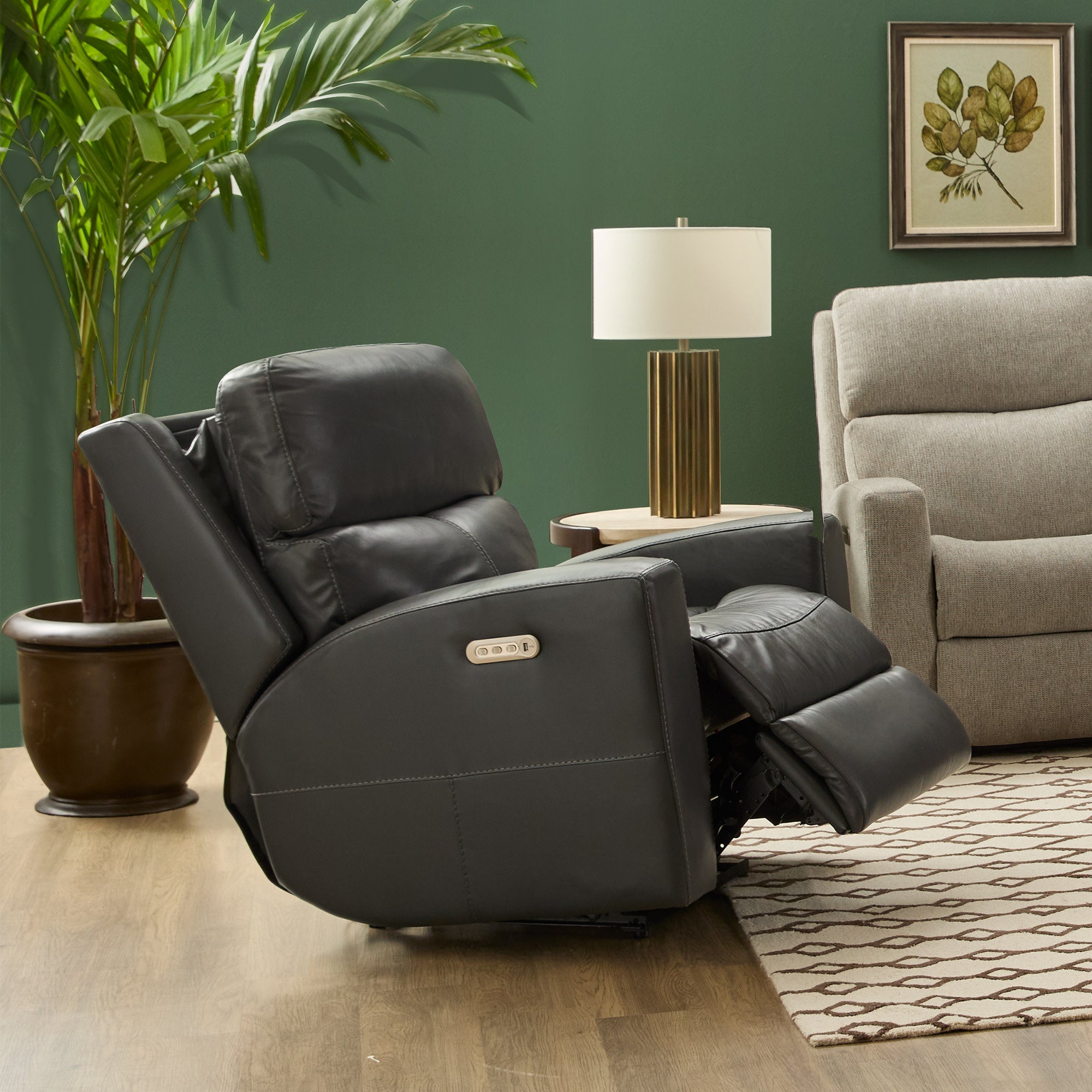 Score Leather Power Recliner with Power Headrest & Lumbar