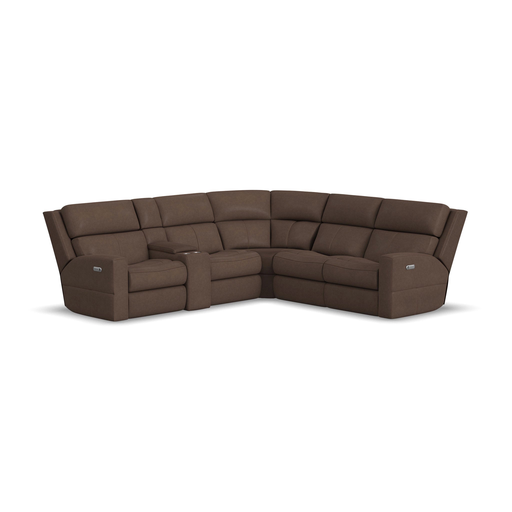 Score Leather Power Reclining Sectional with Power Headrest & Lumbar
